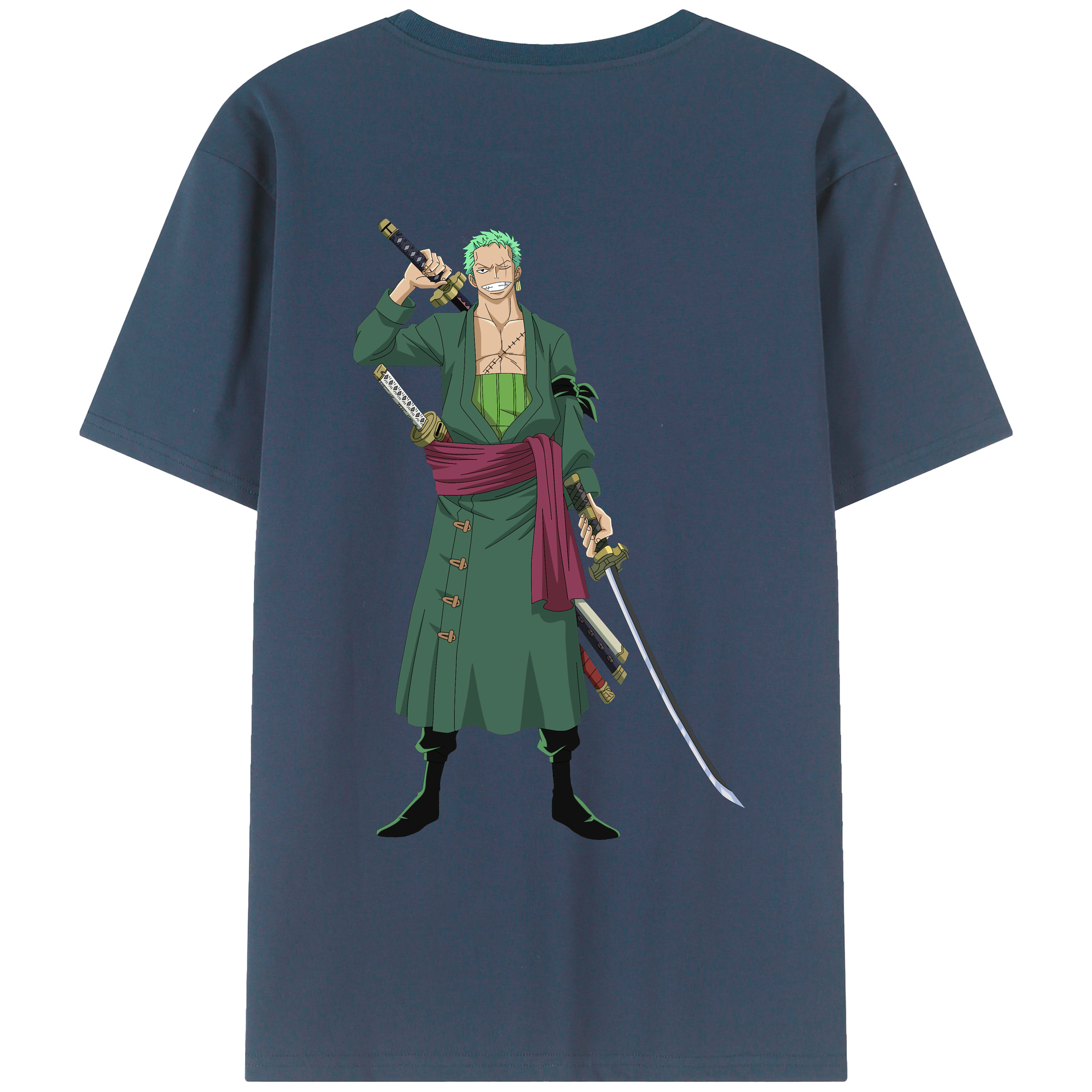ワンピース ロロノア・ゾロ ONE PIECE Roronoa Zoro 綿100％ メンズ半袖Tシャツ（バックプリント） 通気性