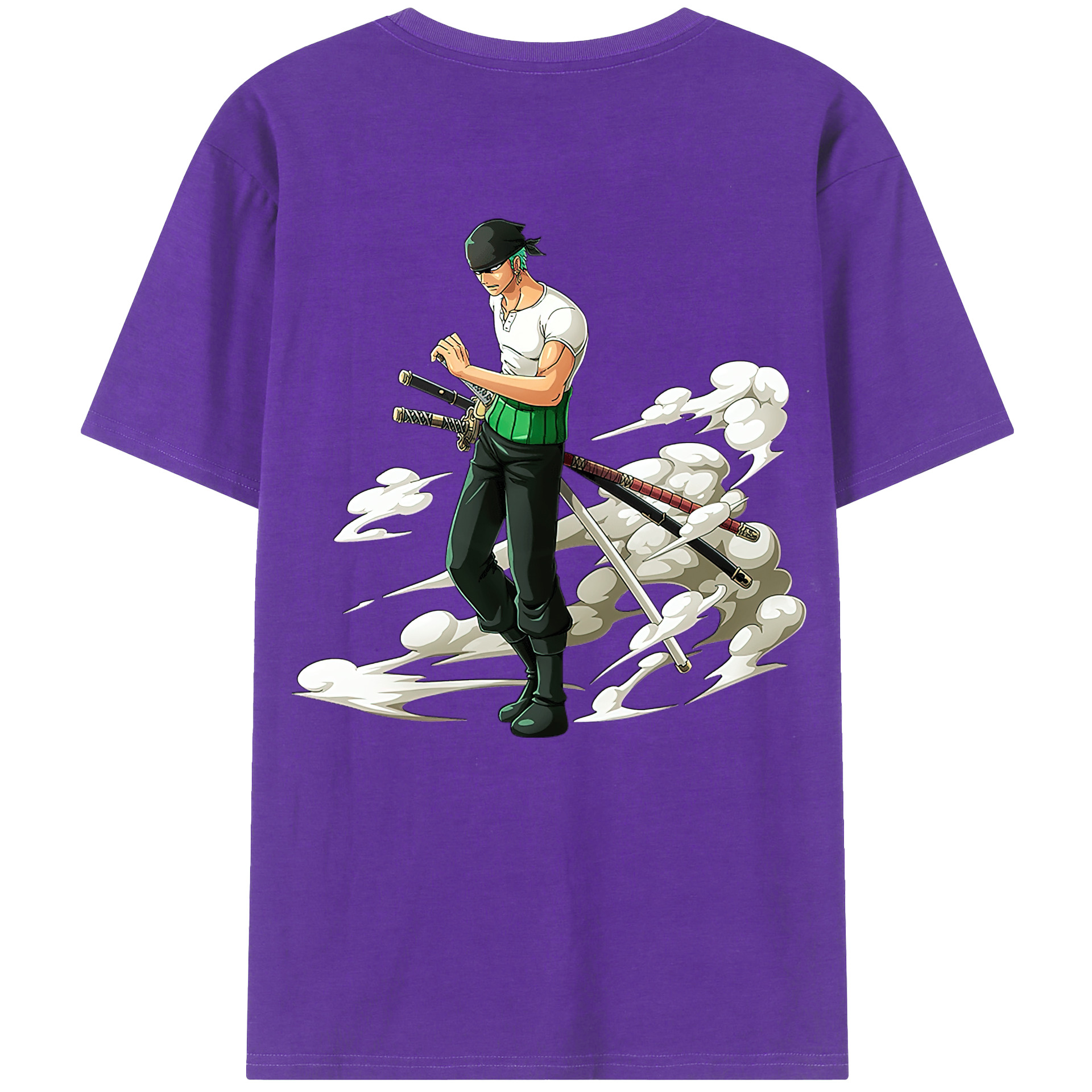 ワンピース ロロノア・ゾロ ONE PIECE Roronoa Zoro 綿100％ メンズ半袖Tシャツ（バックプリント） 通気性