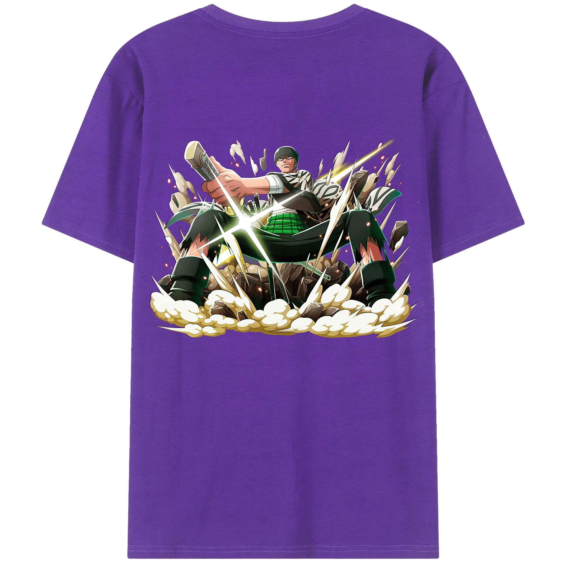 ワンピース ロロノア・ゾロ ONE PIECE Roronoa Zoro 綿100％ メンズ半袖Tシャツ（バックプリント） 通気性
