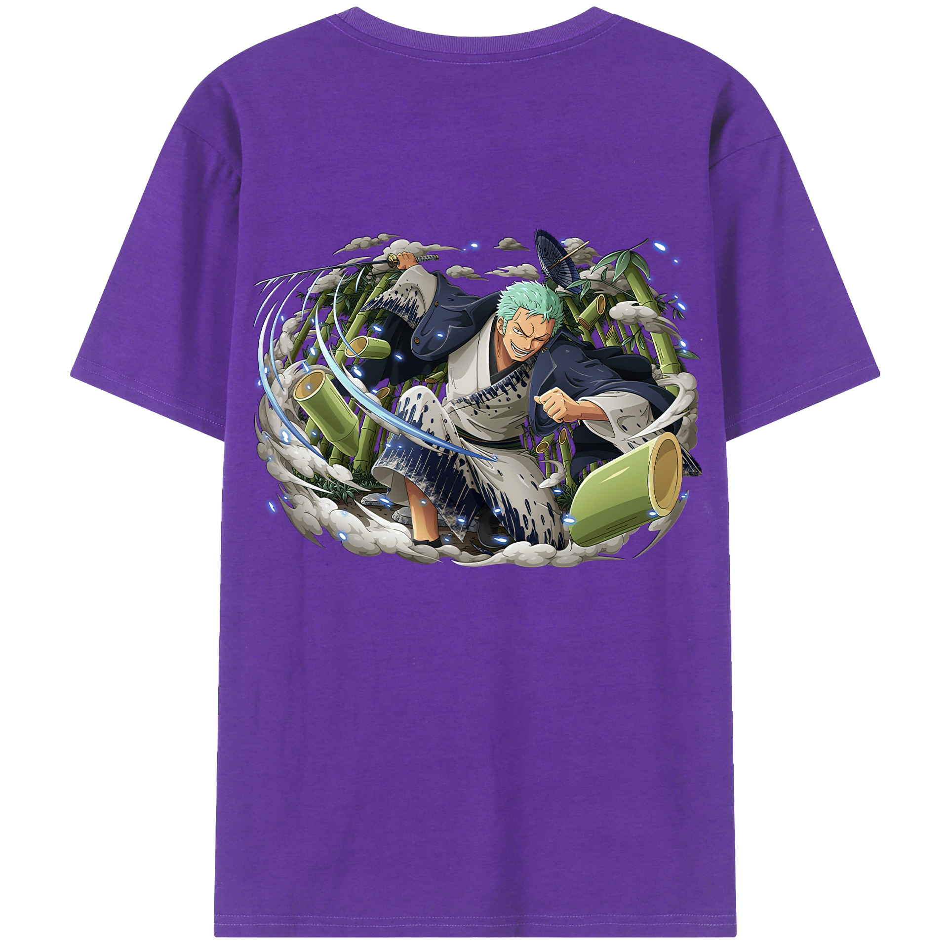 ワンピース ロロノア・ゾロ ONE PIECE Roronoa Zoro 綿100％ メンズ半袖Tシャツ（バックプリント） 通気性