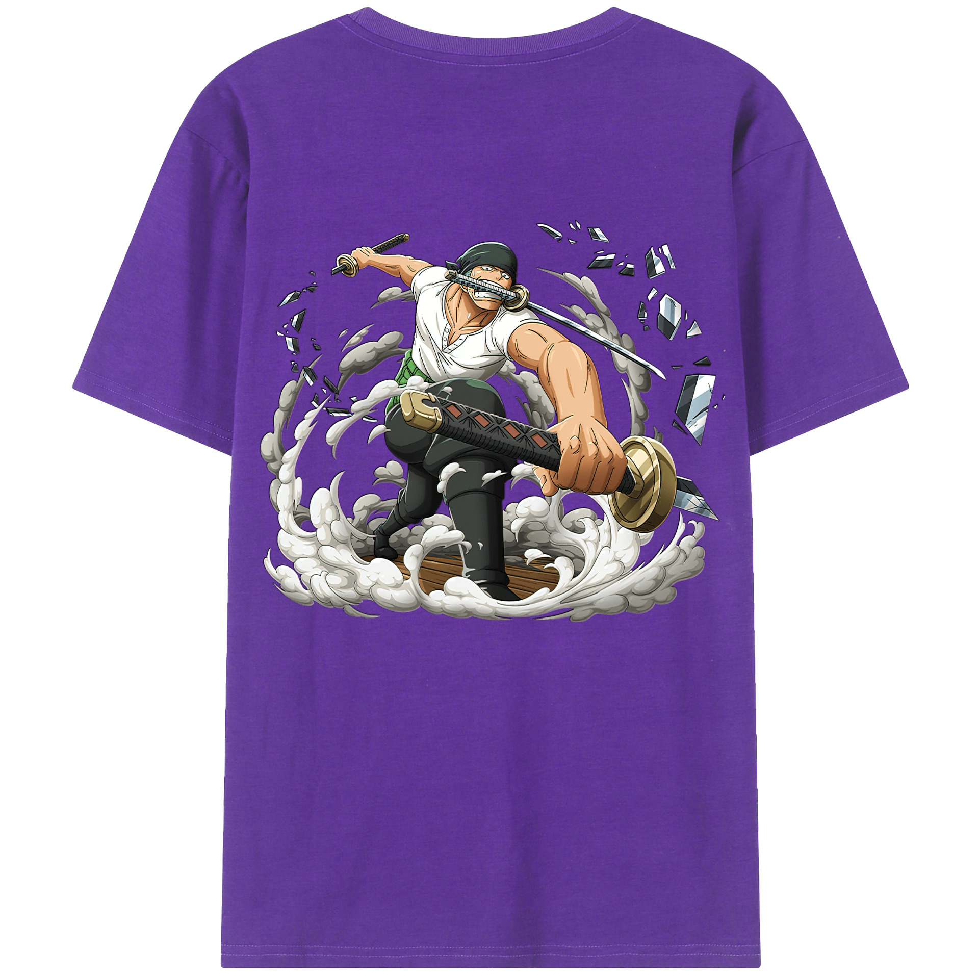 ワンピース ロロノア・ゾロ ONE PIECE Roronoa Zoro 綿100％ メンズ半袖Tシャツ（バックプリント） 通気性