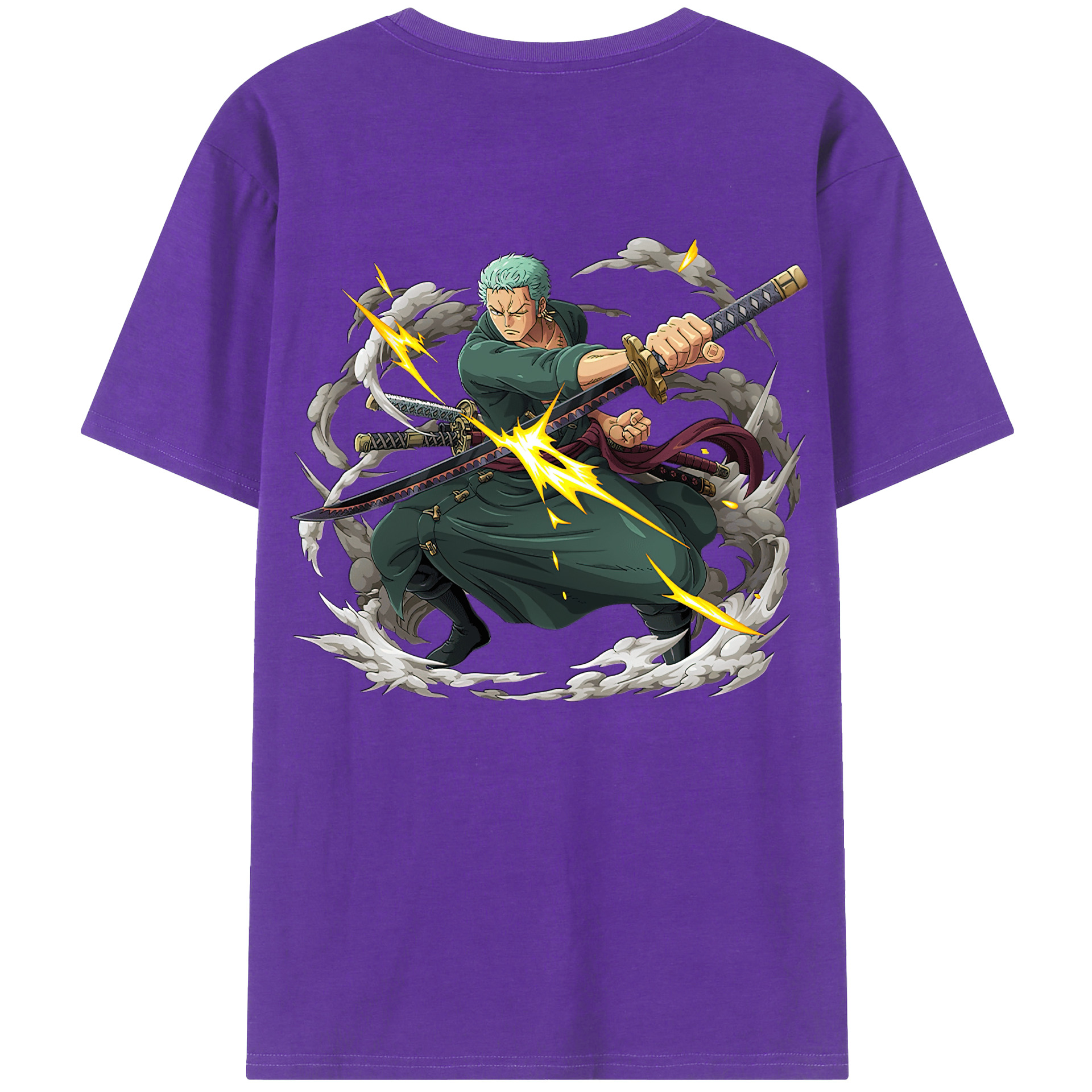 ワンピース ロロノア・ゾロ ONE PIECE Roronoa Zoro 綿100％ メンズ半袖Tシャツ（バックプリント） 通気性