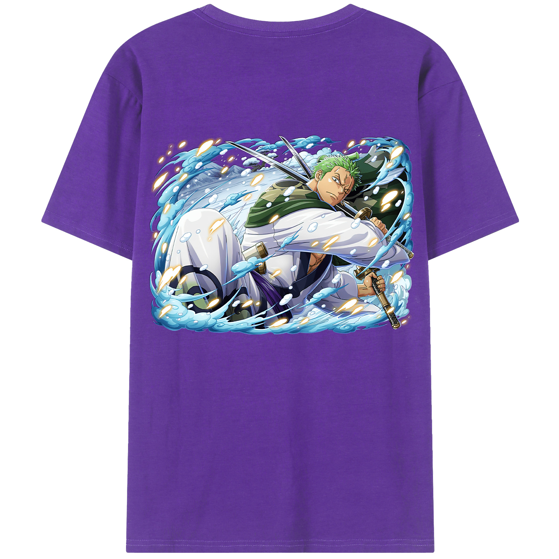 ワンピース ロロノア・ゾロ ONE PIECE Roronoa Zoro 綿100％ メンズ半袖Tシャツ（バックプリント） 通気性