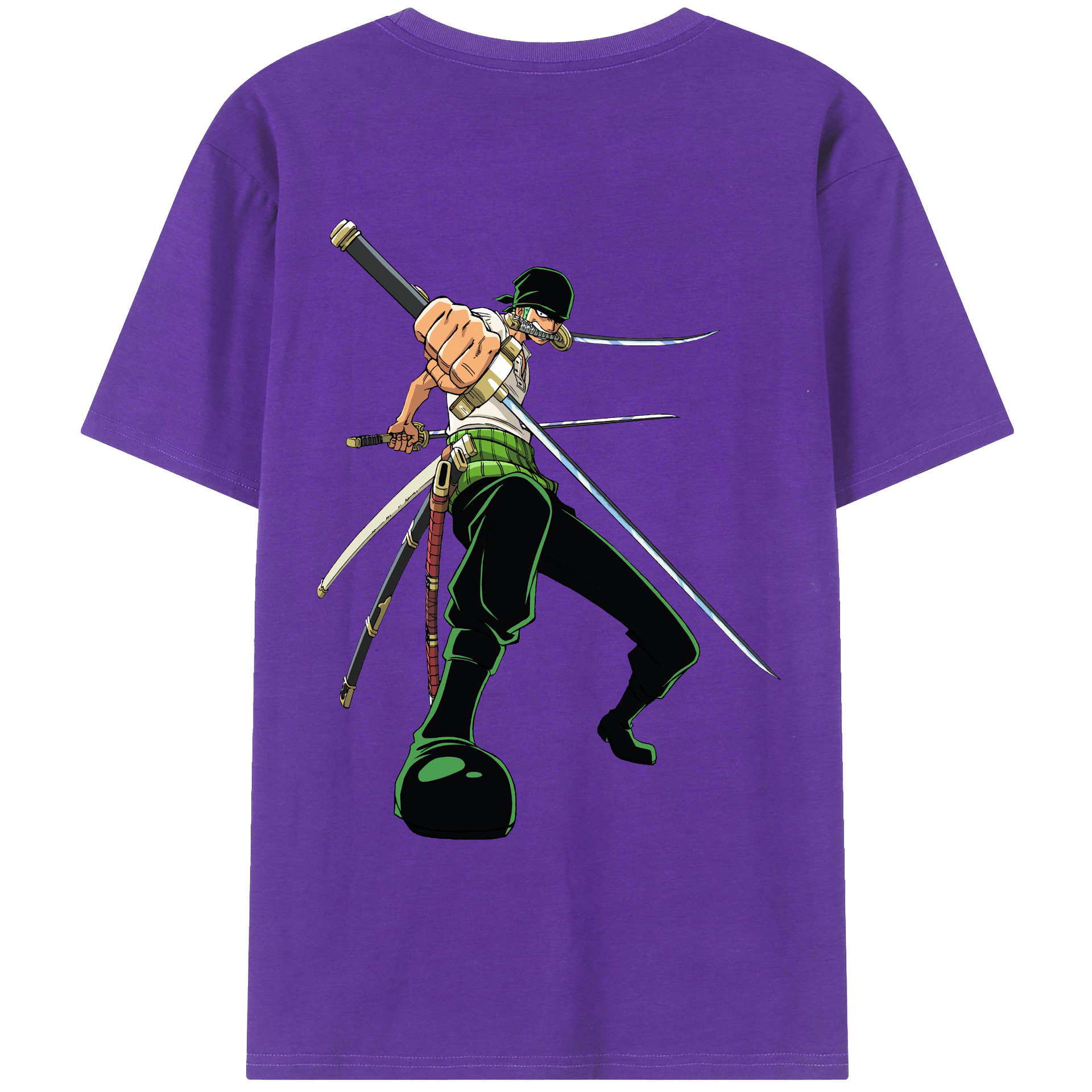 ワンピース ロロノア・ゾロ ONE PIECE Roronoa Zoro 綿100％ メンズ半袖Tシャツ（バックプリント） 通気性