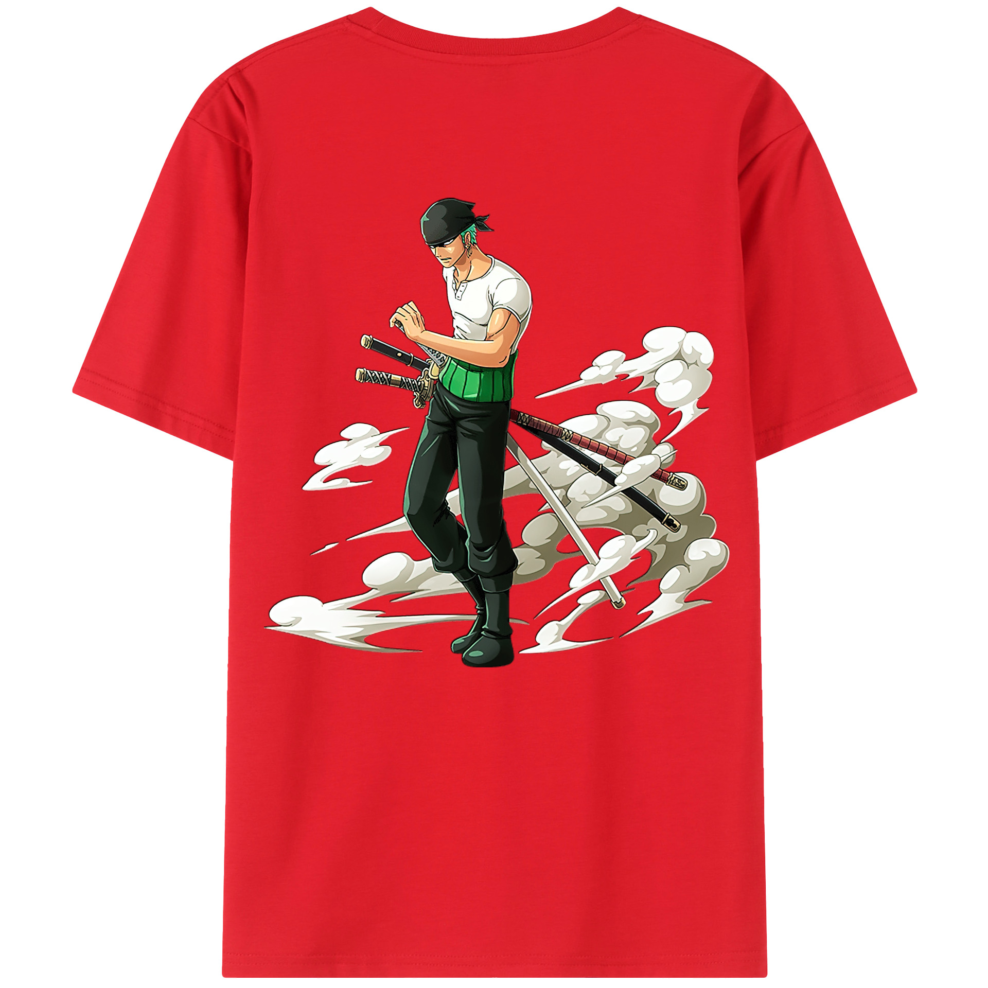 ワンピース ロロノア・ゾロ ONE PIECE Roronoa Zoro 綿100％ メンズ半袖Tシャツ（バックプリント） 通気性