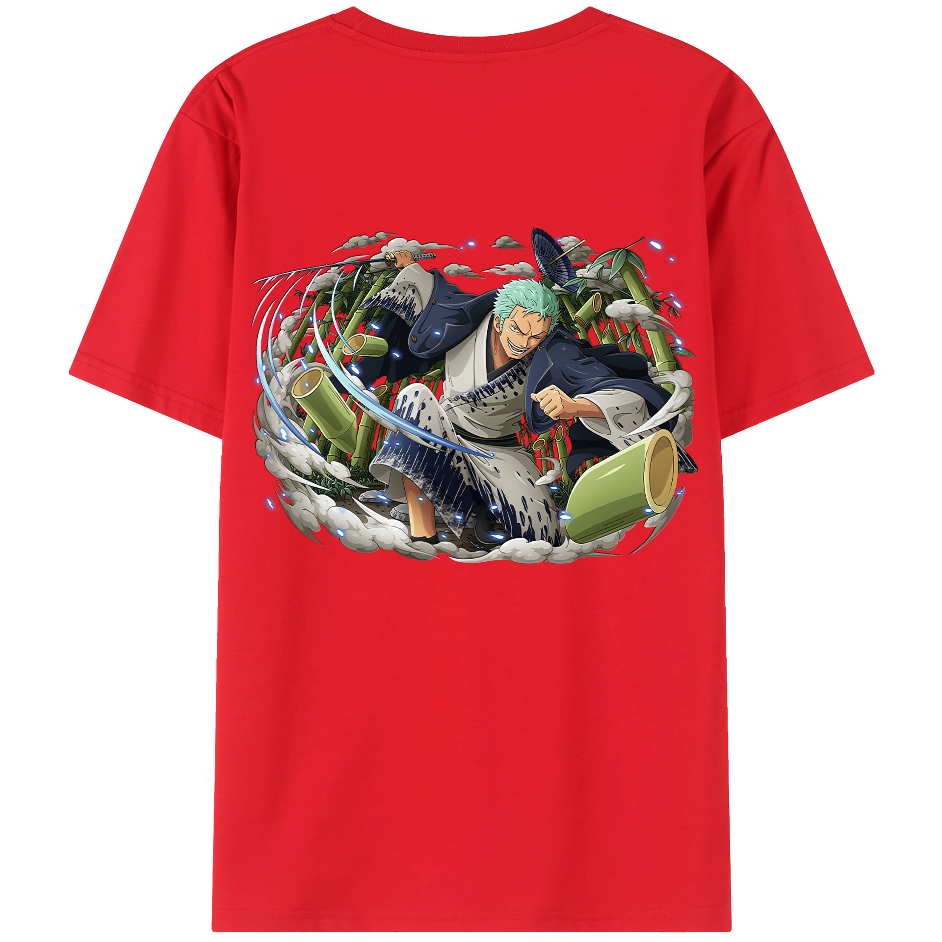 ワンピース ロロノア・ゾロ ONE PIECE Roronoa Zoro 綿100％ メンズ半袖Tシャツ（バックプリント） 通気性
