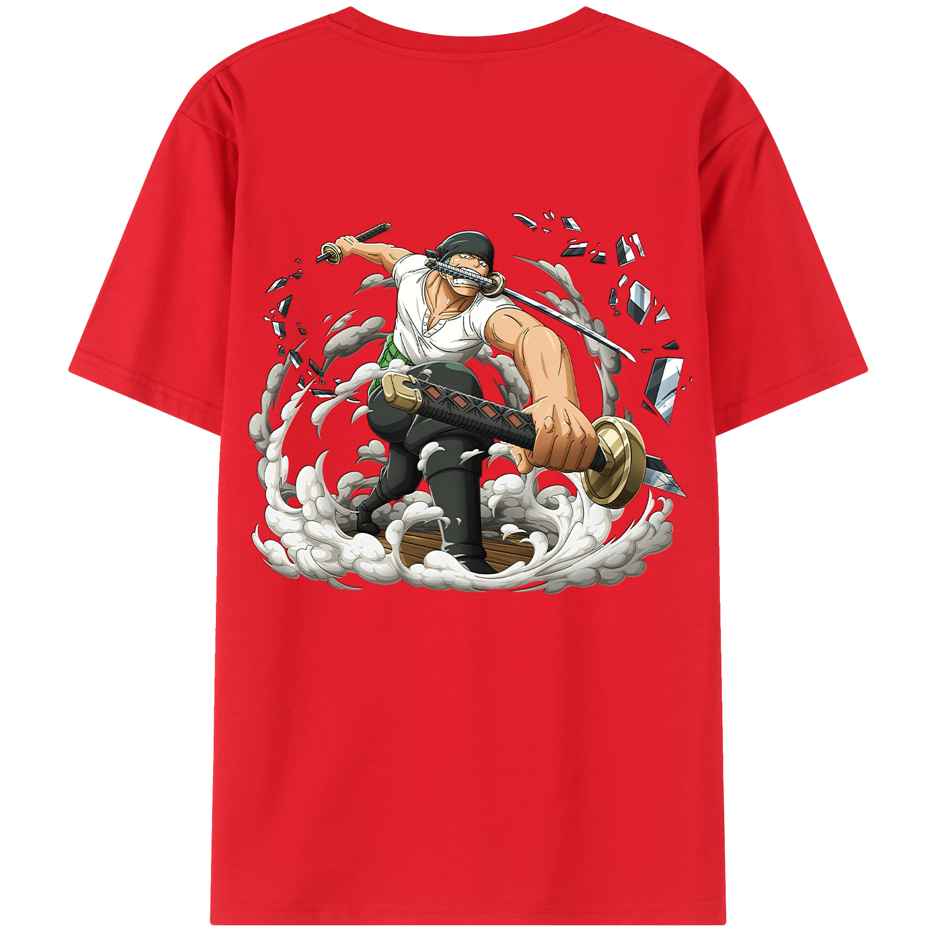 ワンピース ロロノア・ゾロ ONE PIECE Roronoa Zoro 綿100％ メンズ半袖Tシャツ（バックプリント） 通気性
