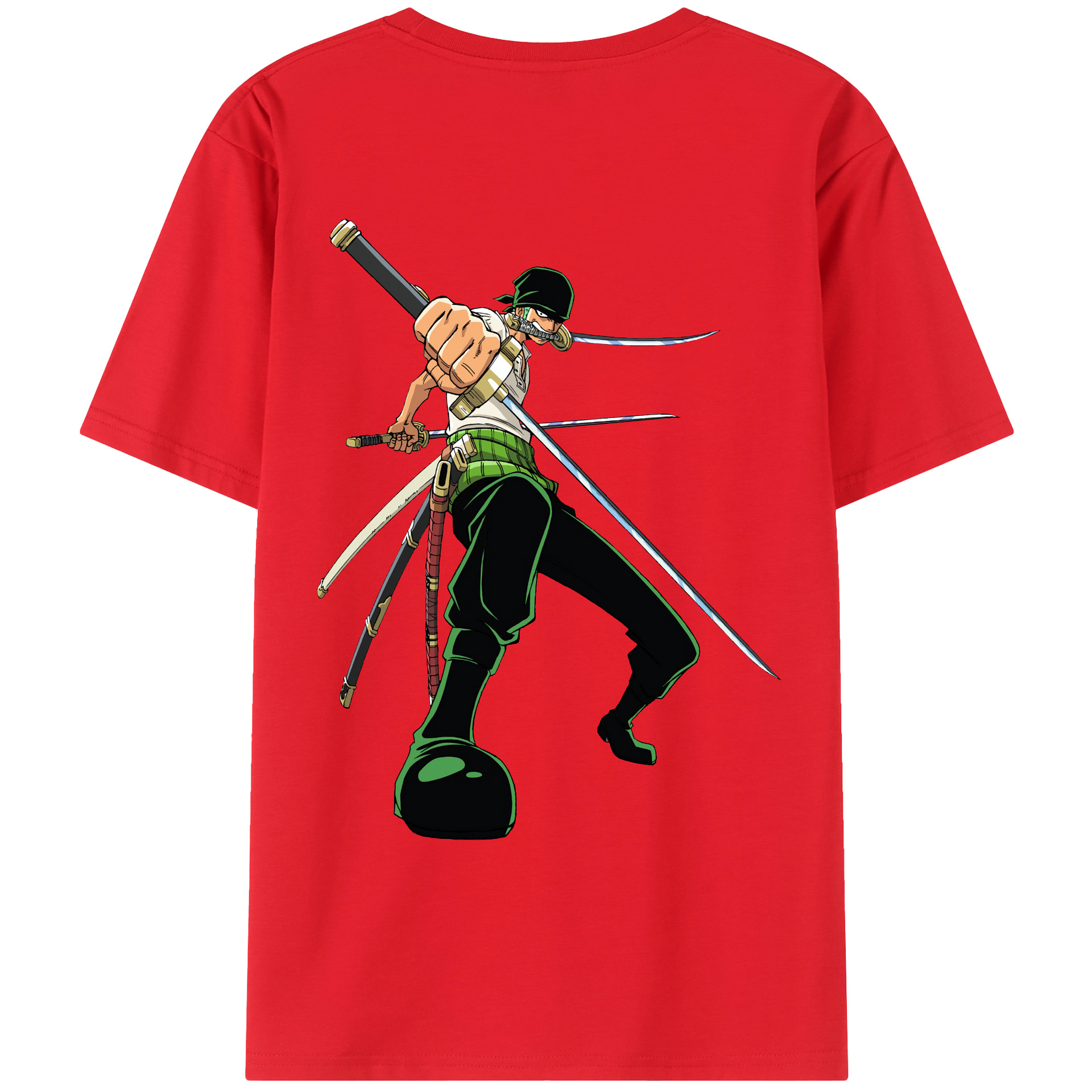 ワンピース ロロノア・ゾロ ONE PIECE Roronoa Zoro 綿100％ メンズ半袖Tシャツ（バックプリント） 通気性