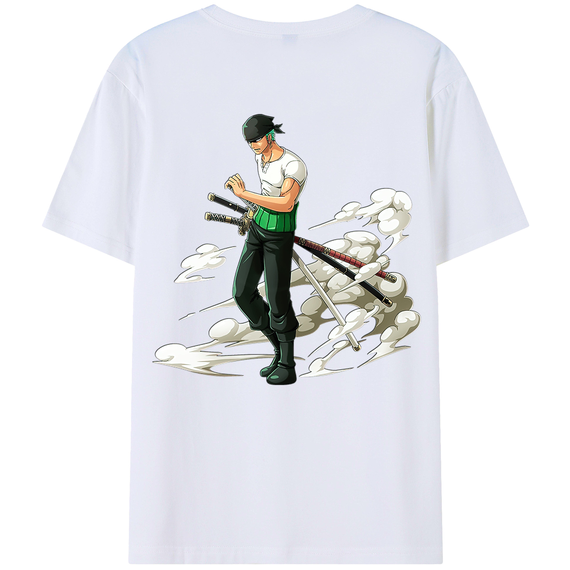 ワンピース ロロノア・ゾロ ONE PIECE Roronoa Zoro 綿100％ メンズ半袖Tシャツ（バックプリント） 通気性