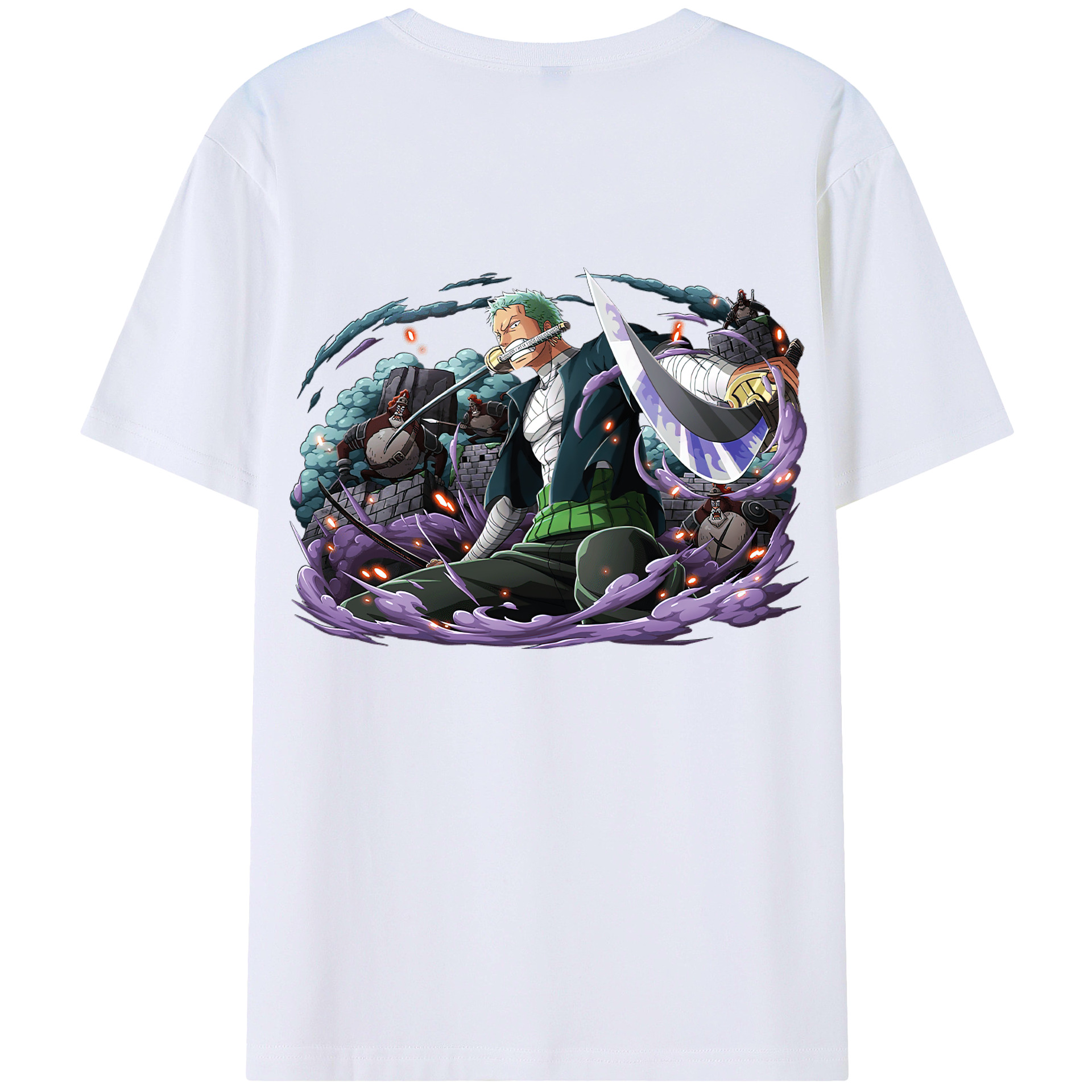 （画像用） ワンピース ロロノア・ゾロ ONE PIECE Roronoa Zoro 綿100％ メンズ半袖Tシャツ（バックプリント） 通気性