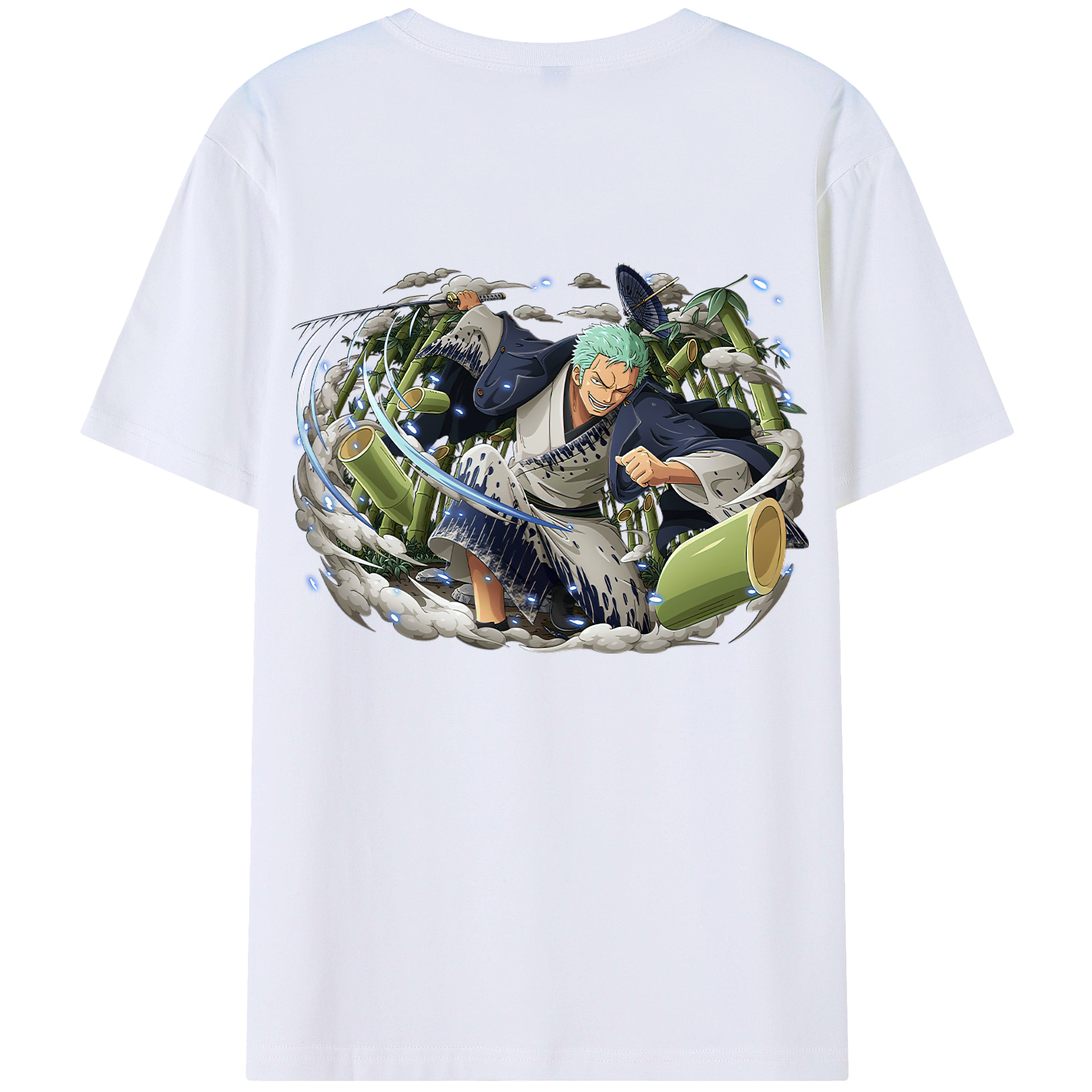 ワンピース ロロノア・ゾロ ONE PIECE Roronoa Zoro 綿100％ メンズ半袖Tシャツ（バックプリント） 通気性