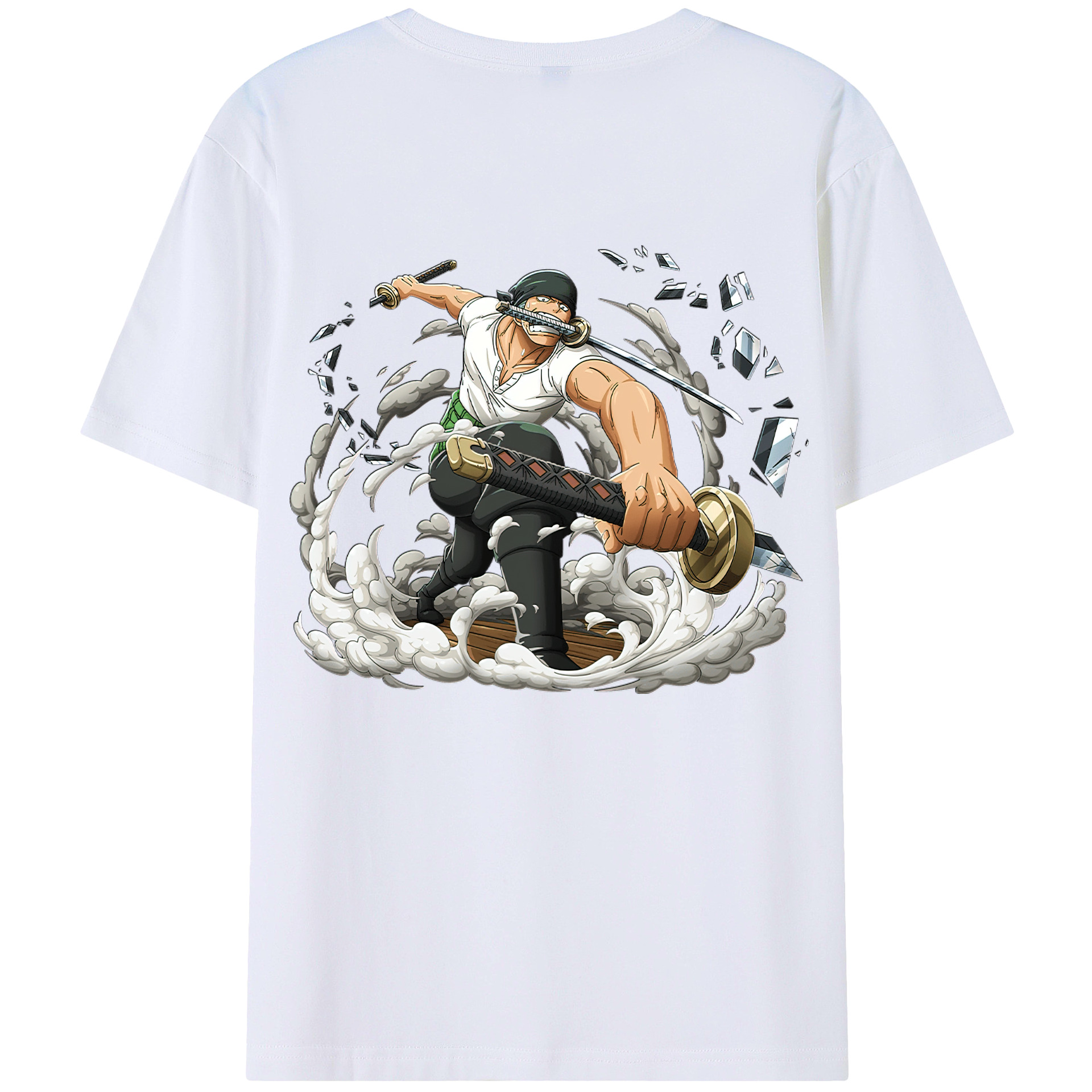 ワンピース ロロノア・ゾロ ONE PIECE Roronoa Zoro 綿100％ メンズ半袖Tシャツ（バックプリント） 通気性