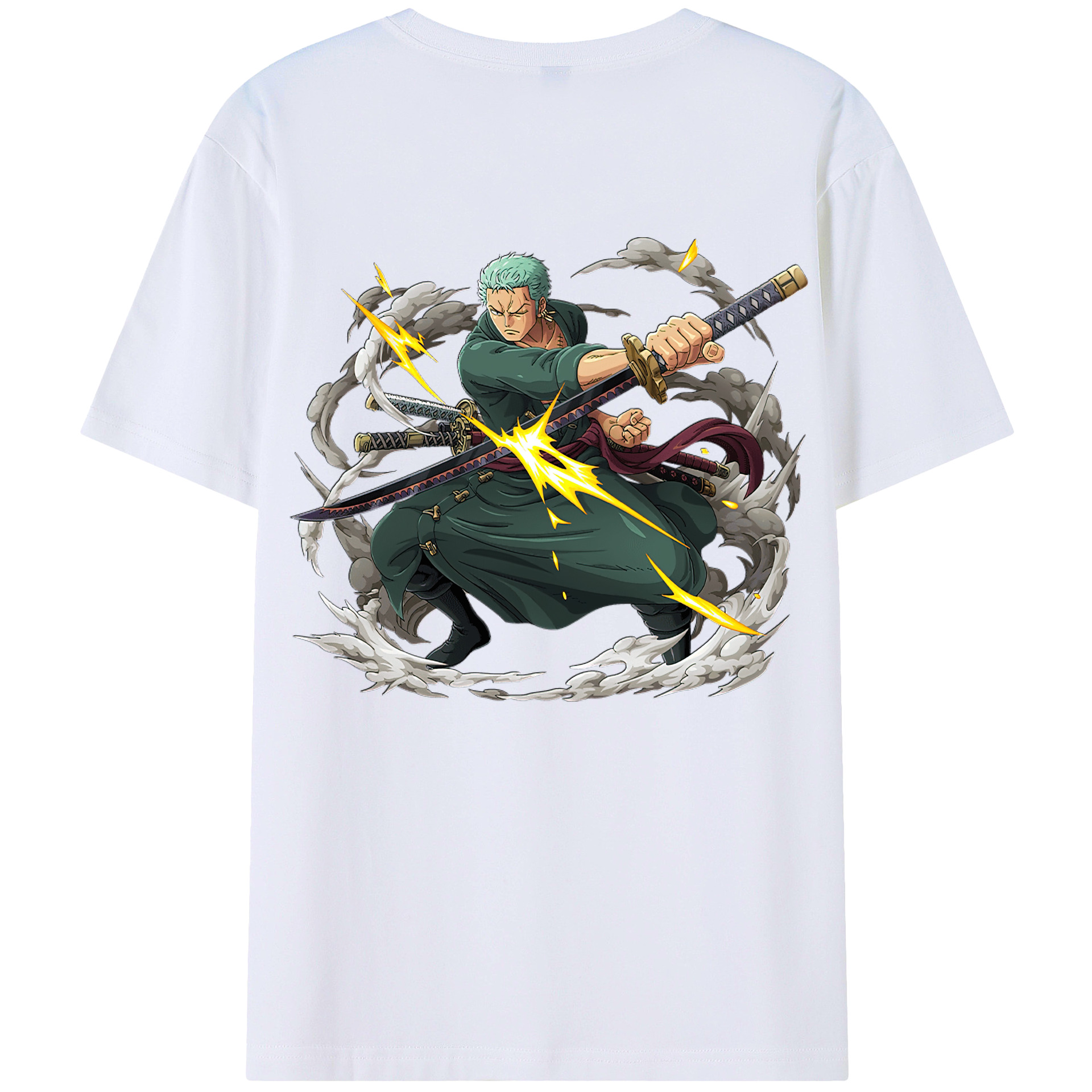 ワンピース ロロノア・ゾロ ONE PIECE Roronoa Zoro 綿100％ メンズ半袖Tシャツ（バックプリント） 通気性