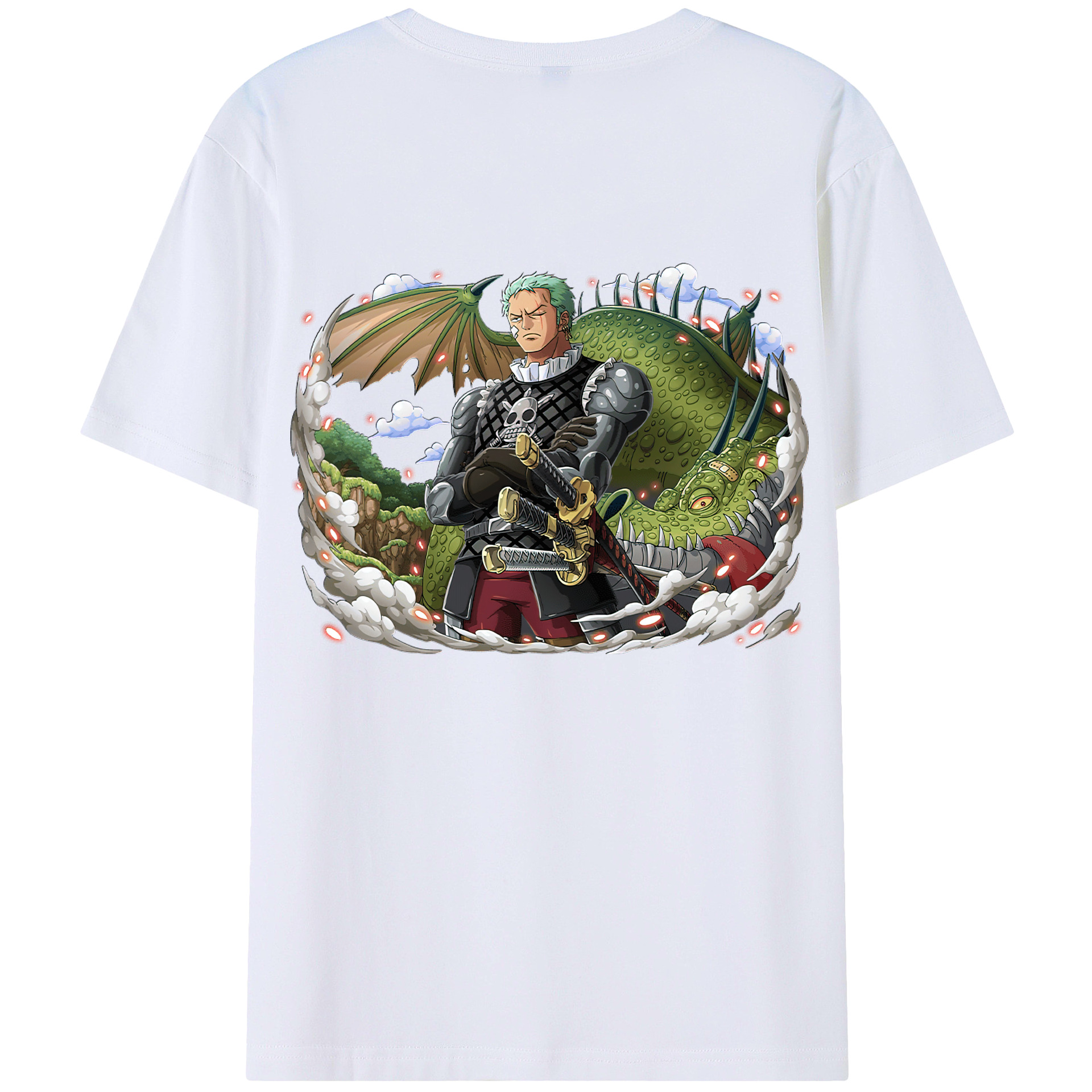 ワンピース ロロノア・ゾロ ONE PIECE Roronoa Zoro 綿100％ メンズ半袖Tシャツ（バックプリント） 通気性