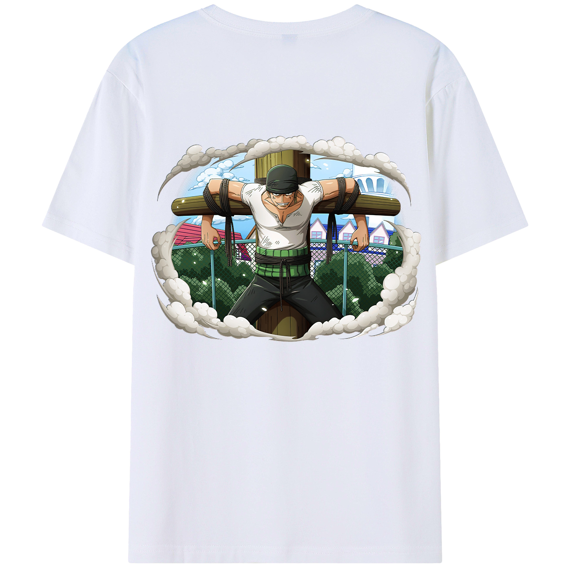 ワンピース ロロノア・ゾロ ONE PIECE Roronoa Zoro 綿100％ メンズ半袖Tシャツ（バックプリント） 通気性