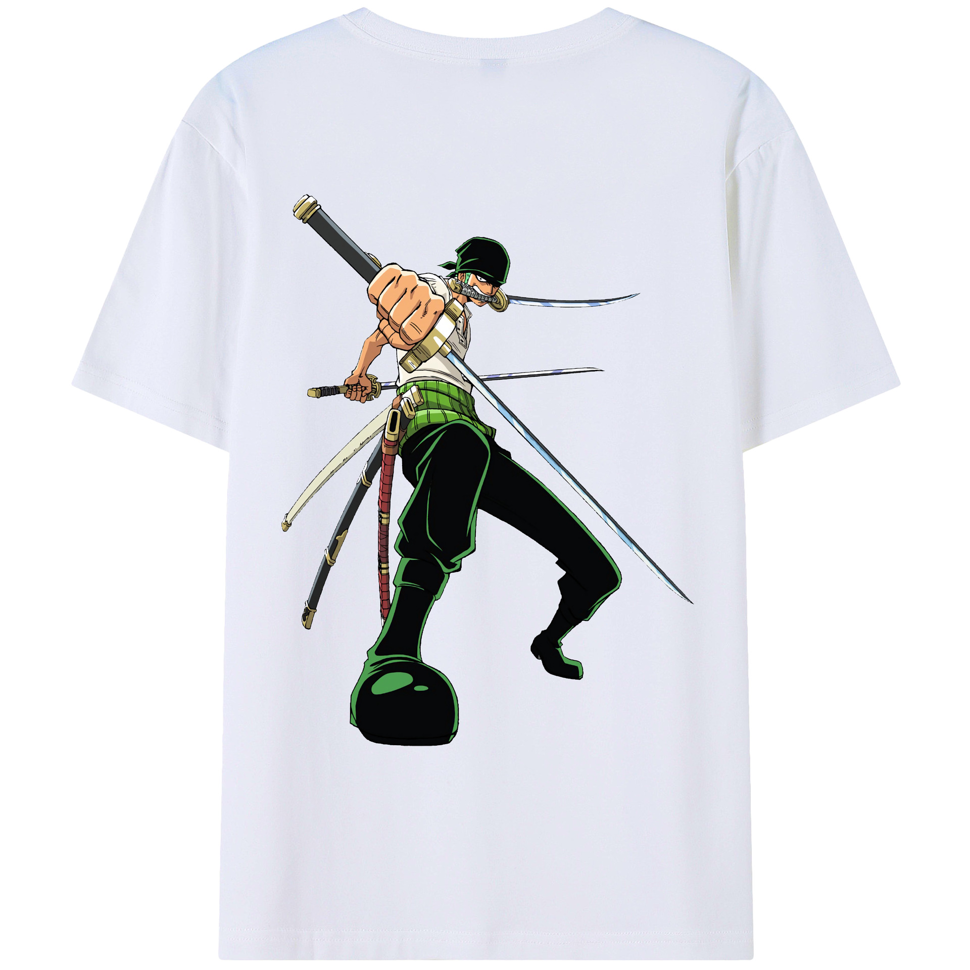 ワンピース ロロノア・ゾロ ONE PIECE Roronoa Zoro 綿100％ メンズ半袖Tシャツ（バックプリント） 通気性