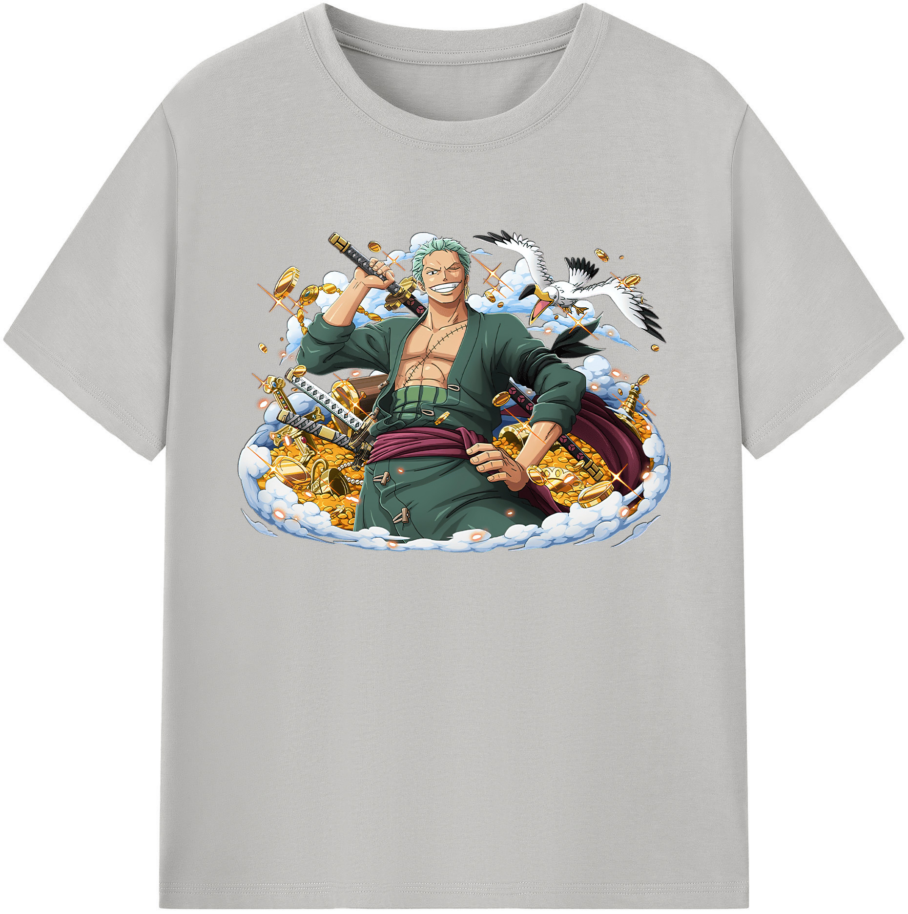 ワンピース ロロノア・ゾロ ONE PIECE Roronoa Zoro 綿100％ メンズ半袖Tシャツ｜肌触りやわらか＆通気性