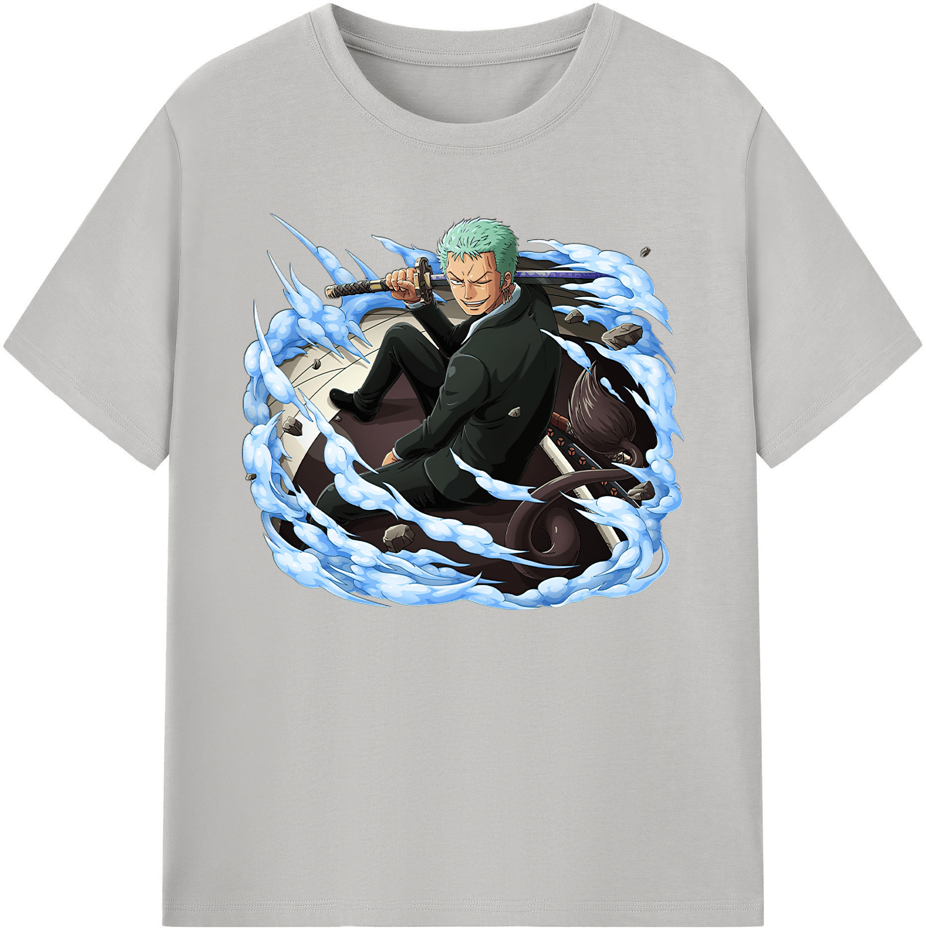 ワンピース ロロノア・ゾロ ONE PIECE Roronoa Zoro 綿100％ メンズ半袖Tシャツ｜肌触りやわらか＆通気性