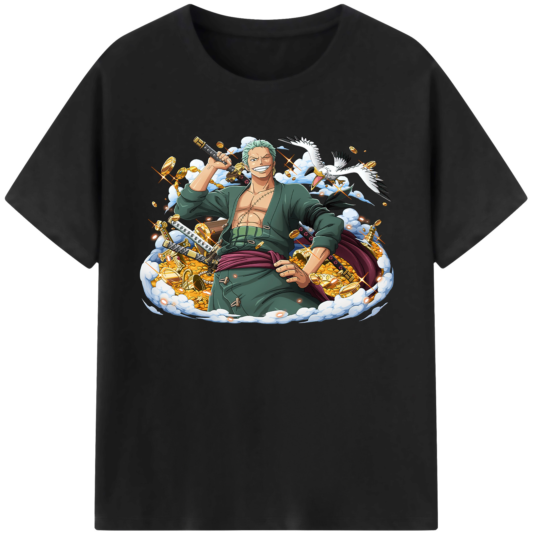 ワンピース ロロノア・ゾロ ONE PIECE Roronoa Zoro 綿100％ メンズ半袖Tシャツ｜肌触りやわらか＆通気性