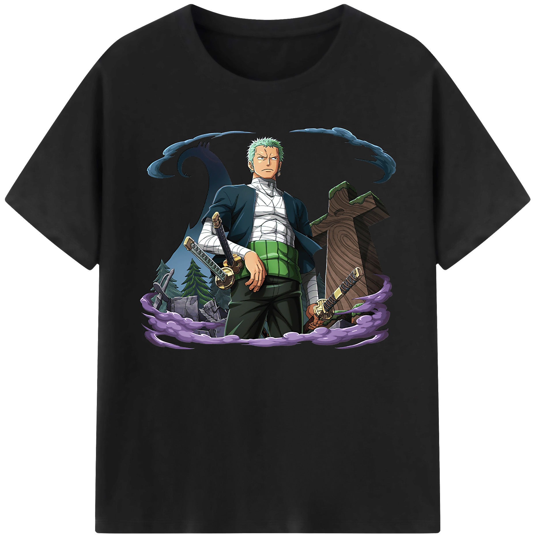 ワンピース ロロノア・ゾロ ONE PIECE Roronoa Zoro 綿100％ メンズ半袖Tシャツ｜肌触りやわらか＆通気性