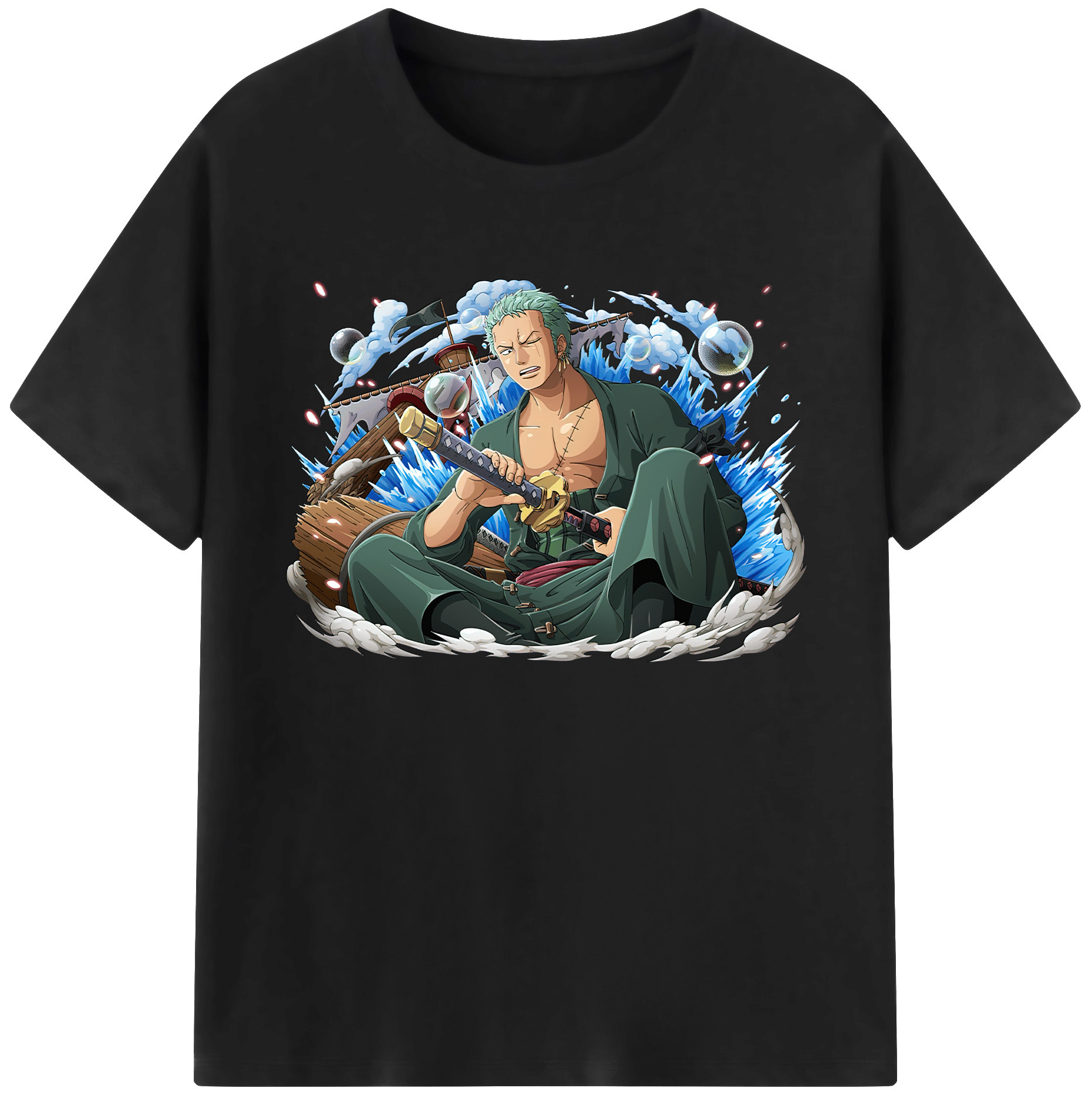 ワンピース ロロノア・ゾロ ONE PIECE Roronoa Zoro 綿100％ メンズ半袖Tシャツ｜肌触りやわらか＆通気性