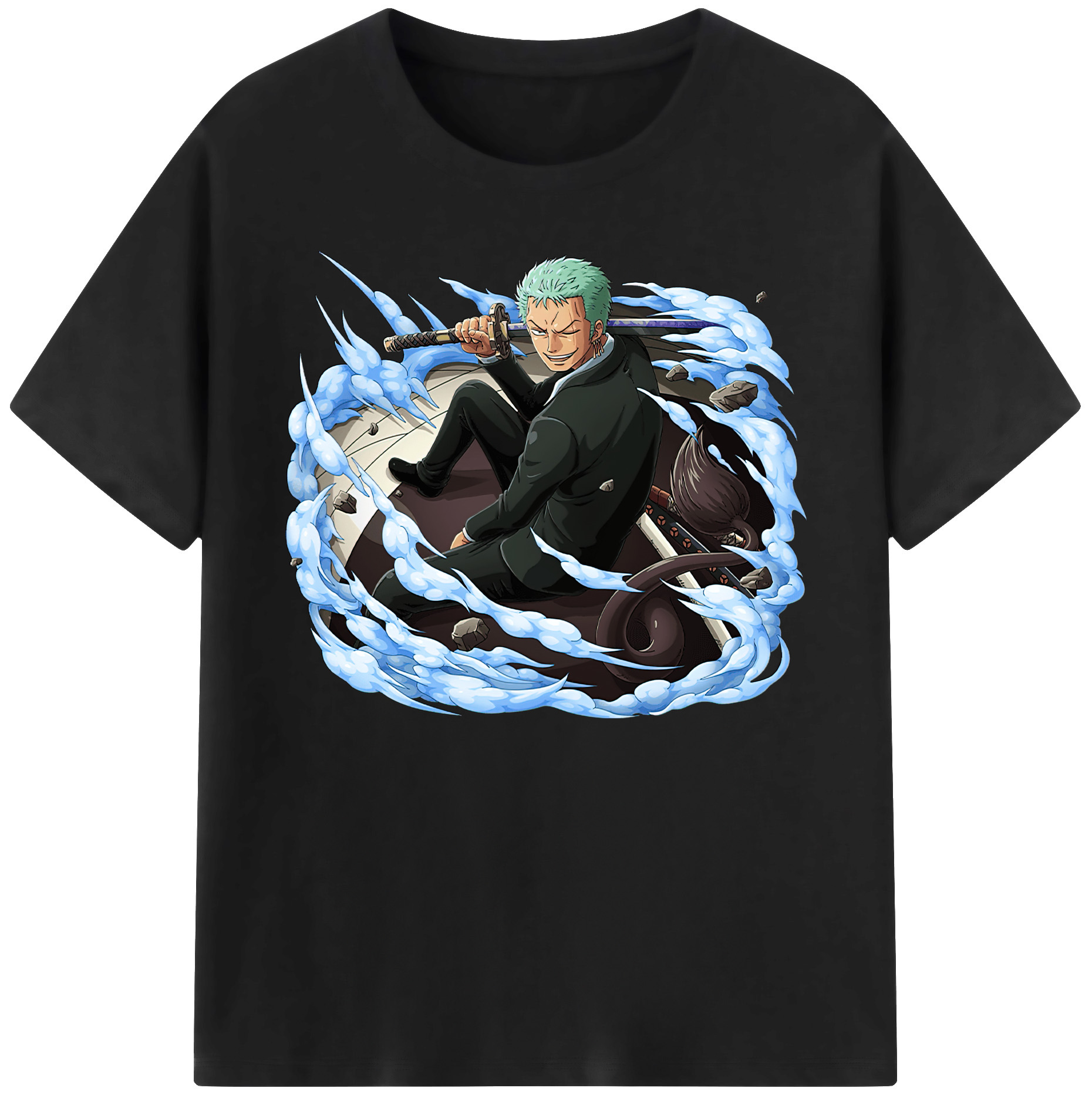 ワンピース ロロノア・ゾロ ONE PIECE Roronoa Zoro 綿100％ メンズ半袖Tシャツ｜肌触りやわらか＆通気性
