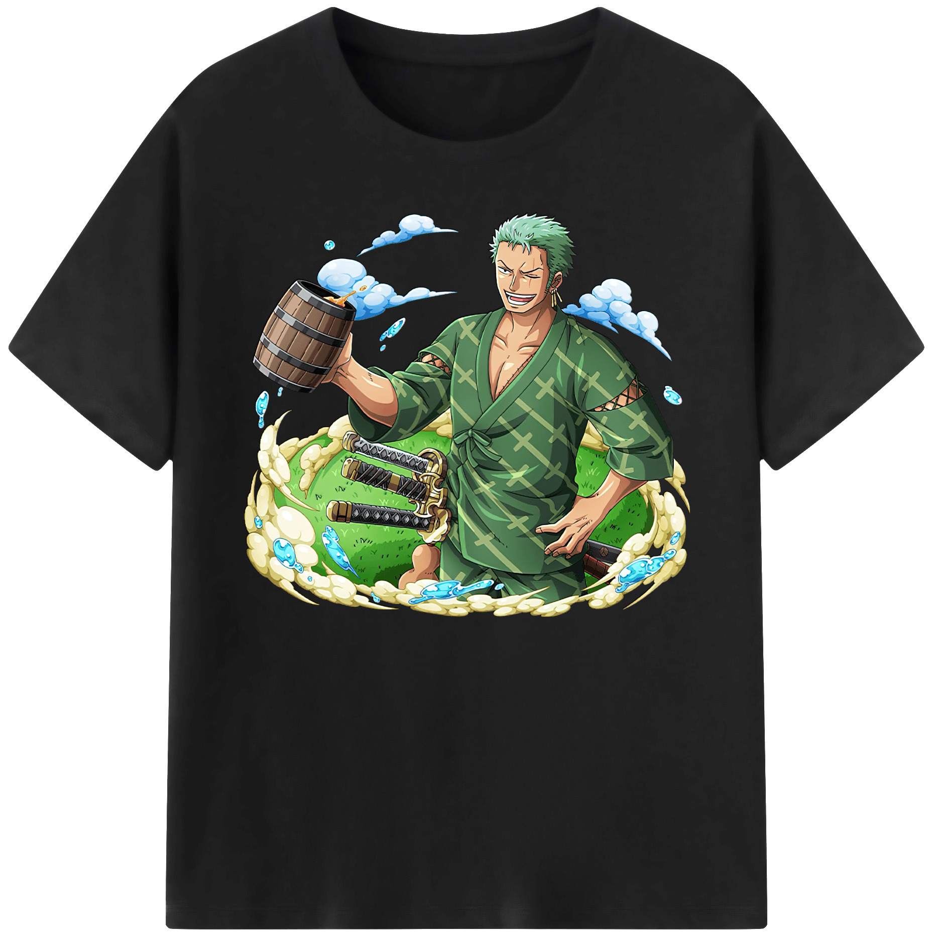 ワンピース ロロノア・ゾロ ONE PIECE Roronoa Zoro 綿100％ メンズ半袖Tシャツ｜肌触りやわらか＆通気性