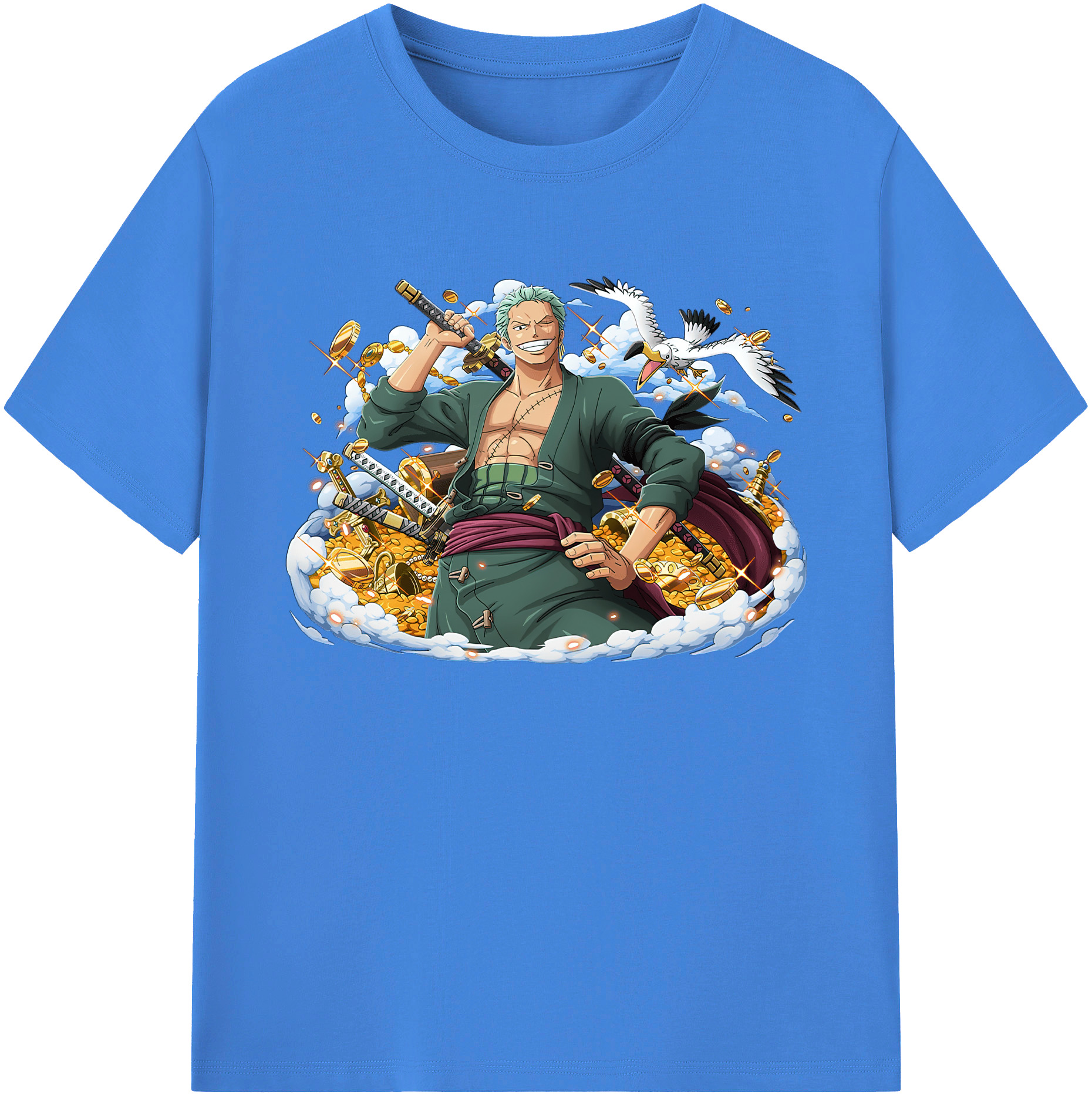 ワンピース ロロノア・ゾロ ONE PIECE Roronoa Zoro 綿100％ メンズ半袖Tシャツ｜肌触りやわらか＆通気性