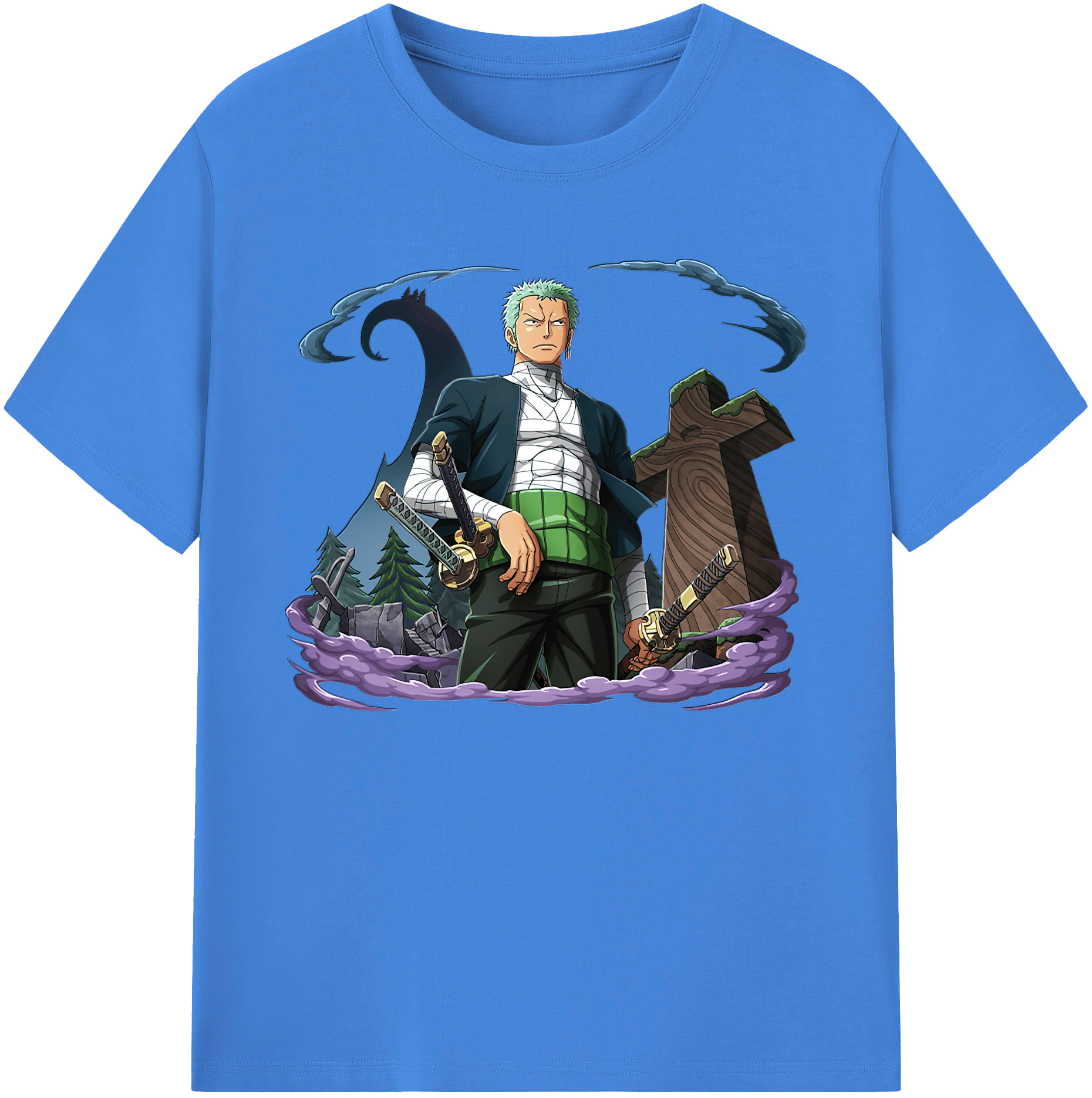 ワンピース ロロノア・ゾロ ONE PIECE Roronoa Zoro 綿100％ メンズ半袖Tシャツ｜肌触りやわらか＆通気性