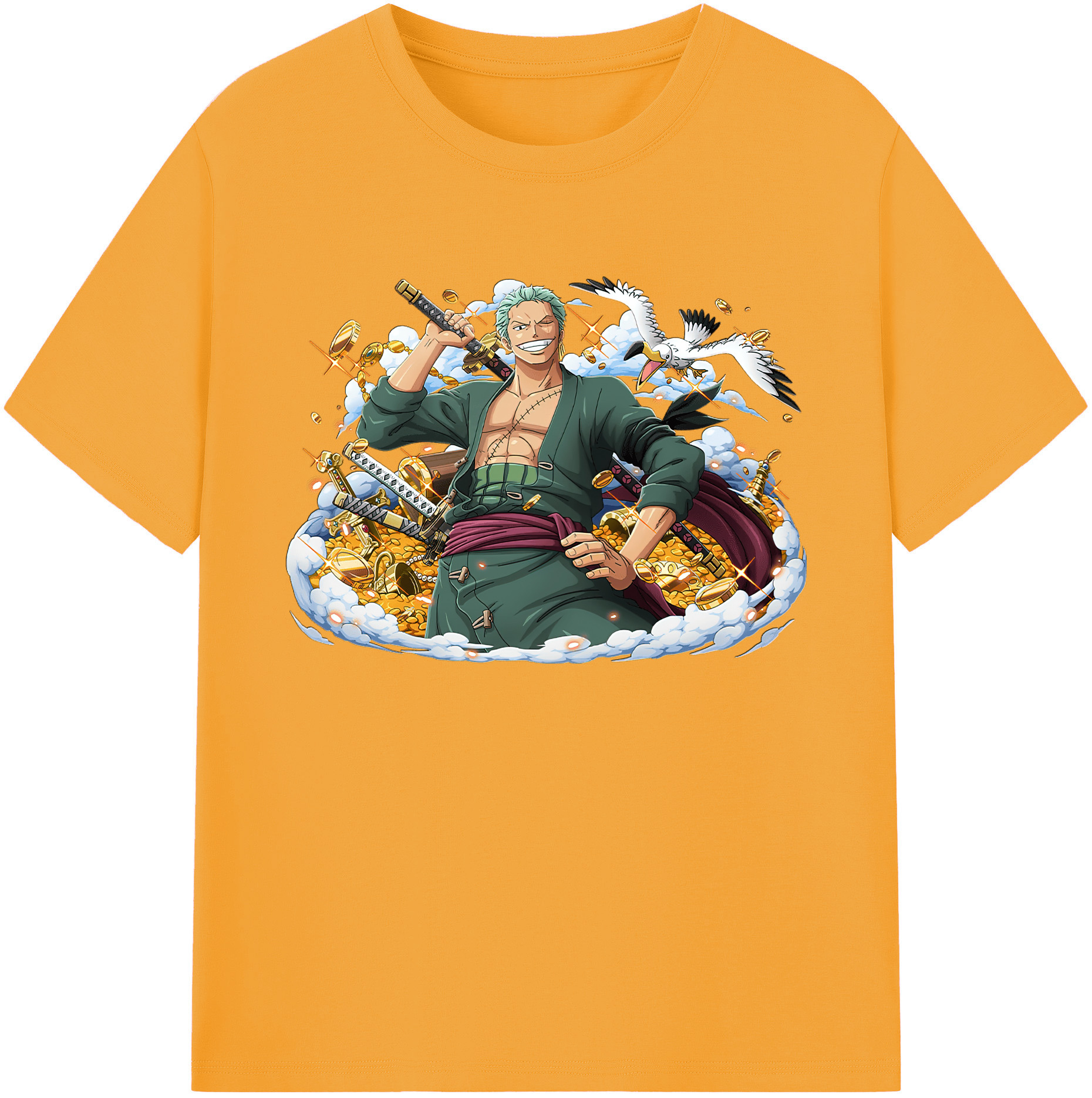 ワンピース ロロノア・ゾロ ONE PIECE Roronoa Zoro 綿100％ メンズ半袖Tシャツ｜肌触りやわらか＆通気性