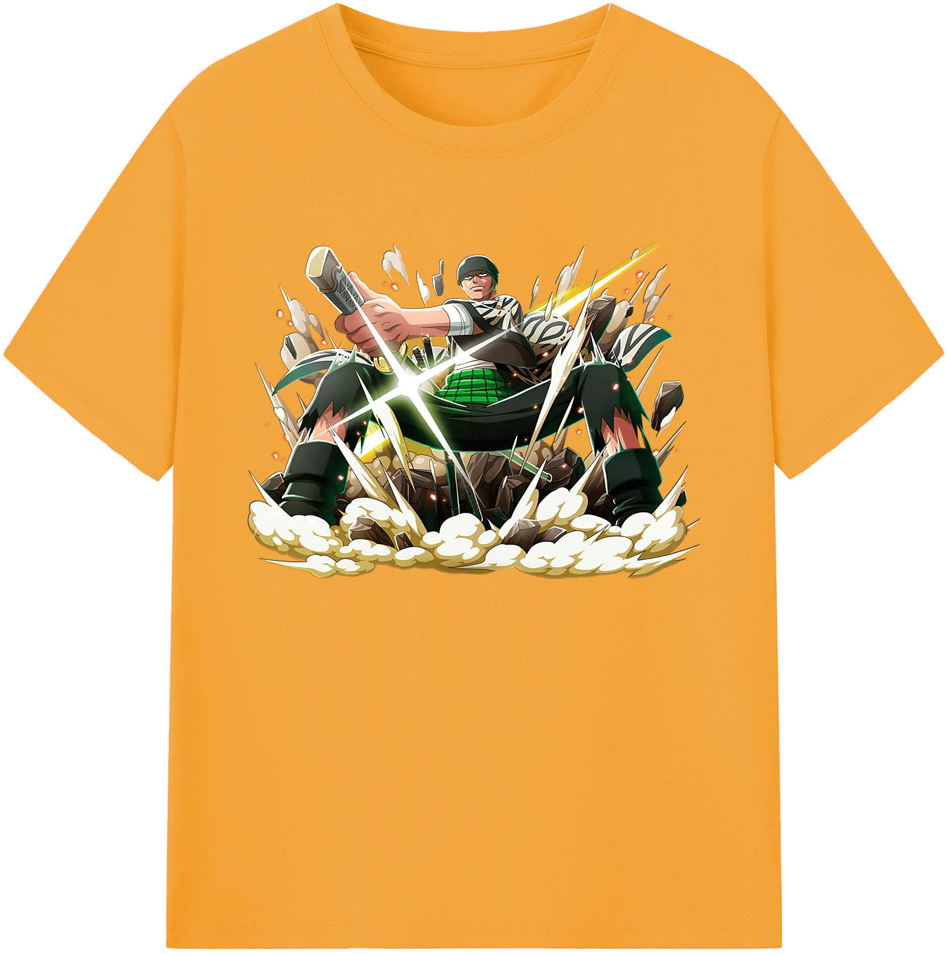 ワンピース ロロノア・ゾロ ONE PIECE Roronoa Zoro 綿100％ メンズ半袖Tシャツ｜肌触りやわらか＆通気性