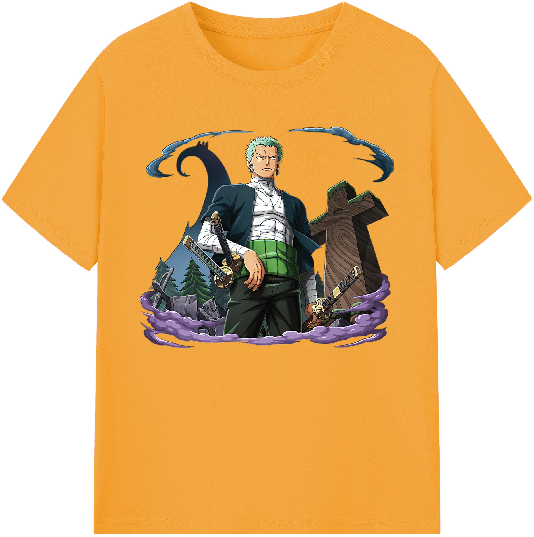 ワンピース ロロノア・ゾロ ONE PIECE Roronoa Zoro 綿100％ メンズ半袖Tシャツ｜肌触りやわらか＆通気性