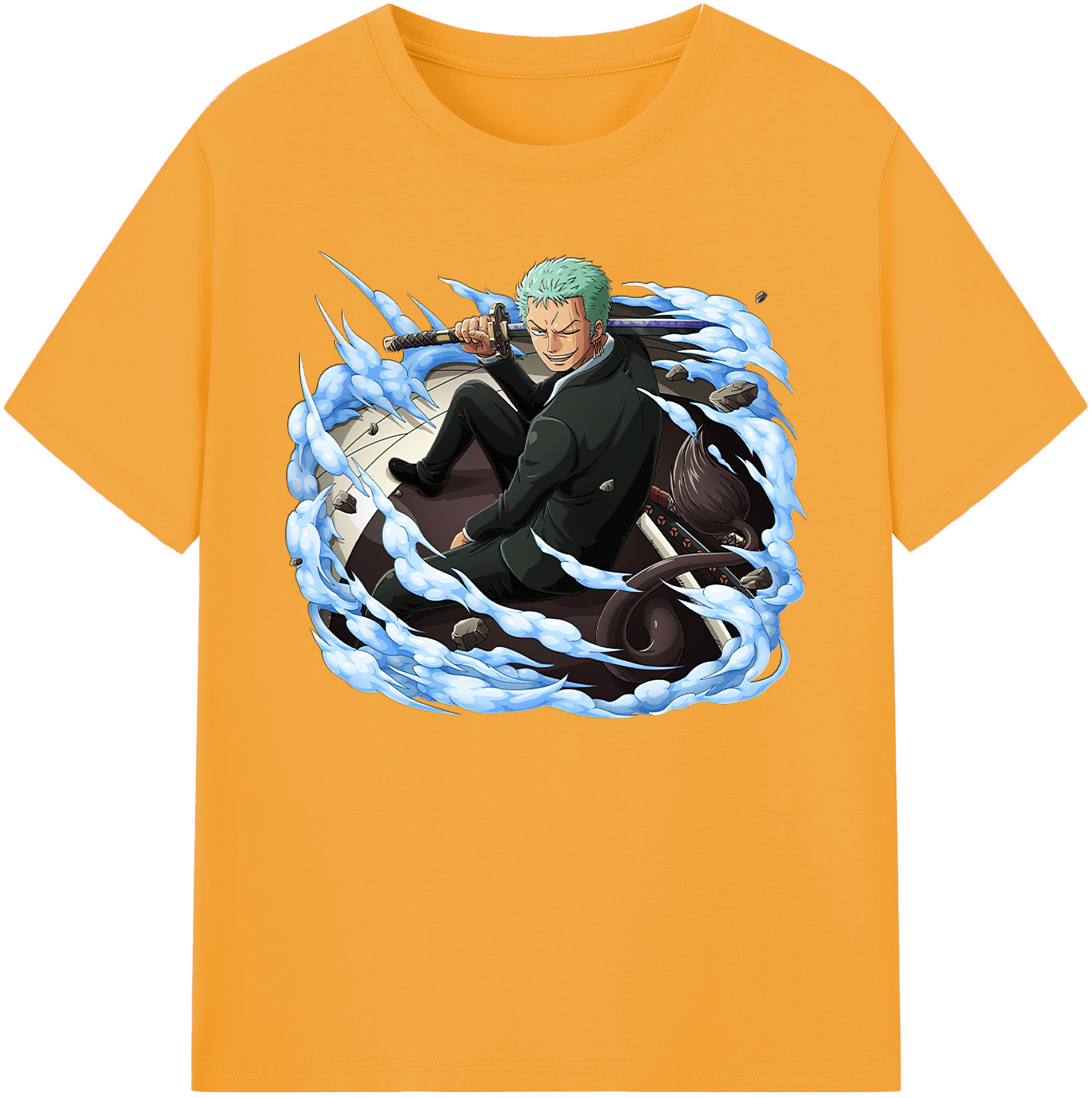 ワンピース ロロノア・ゾロ ONE PIECE Roronoa Zoro 綿100％ メンズ半袖Tシャツ｜肌触りやわらか＆通気性