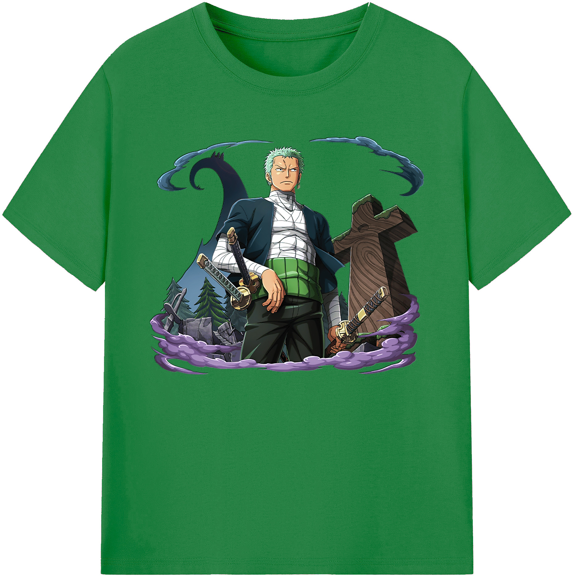 ワンピース ロロノア・ゾロ ONE PIECE Roronoa Zoro 綿100％ メンズ半袖Tシャツ｜肌触りやわらか＆通気性