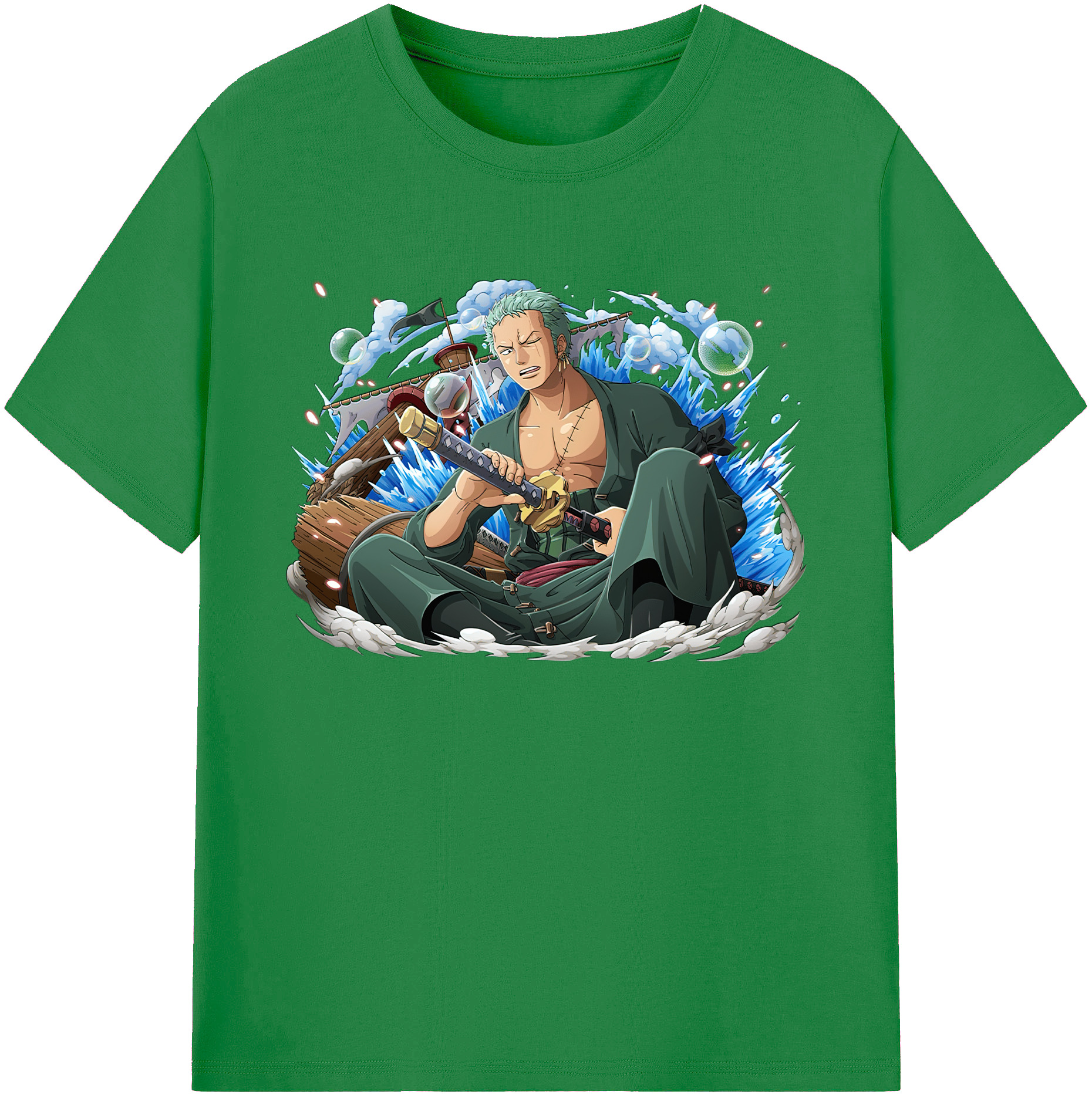 ワンピース ロロノア・ゾロ ONE PIECE Roronoa Zoro 綿100％ メンズ半袖Tシャツ｜肌触りやわらか＆通気性