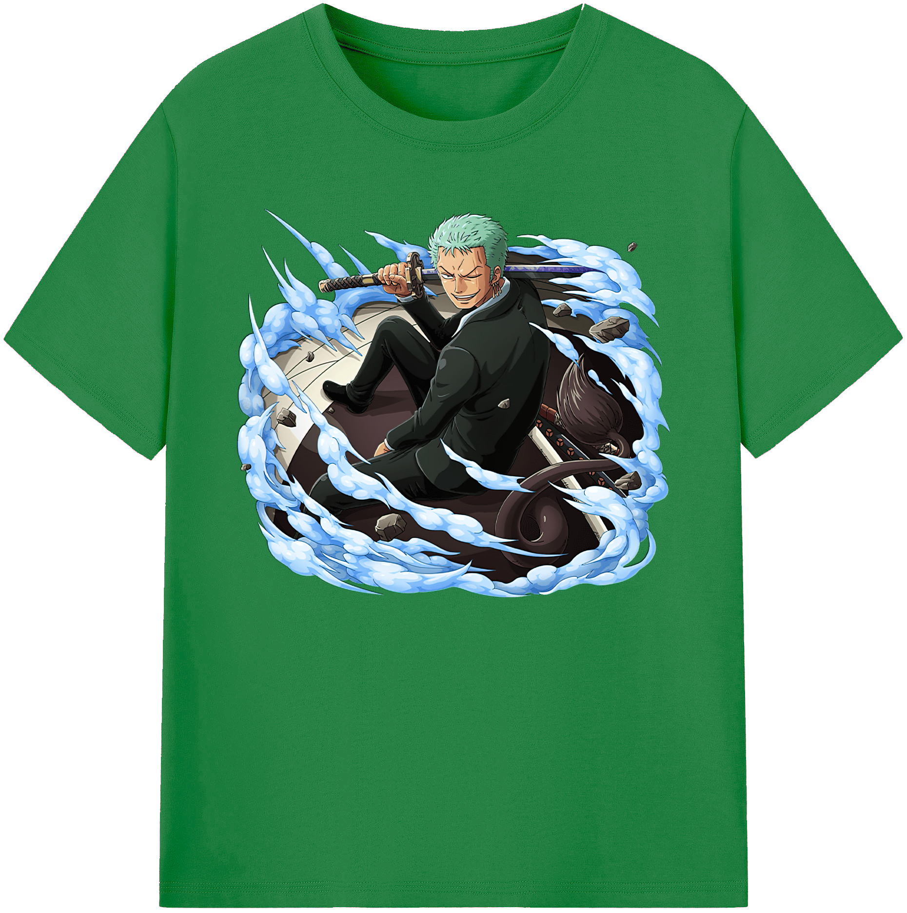 ワンピース ロロノア・ゾロ ONE PIECE Roronoa Zoro 綿100％ メンズ半袖Tシャツ｜肌触りやわらか＆通気性