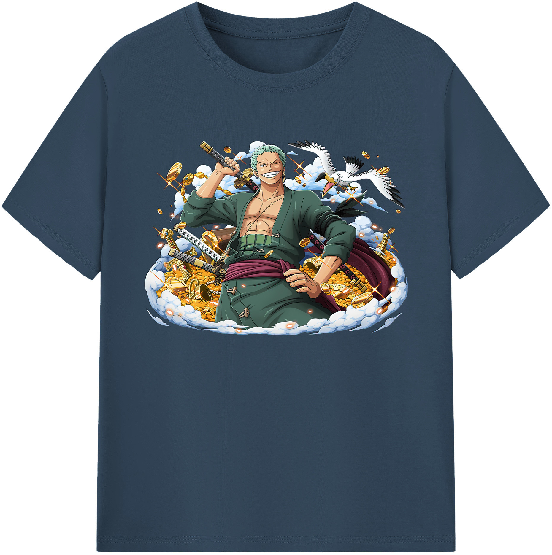ワンピース ロロノア・ゾロ ONE PIECE Roronoa Zoro 綿100％ メンズ半袖Tシャツ｜肌触りやわらか＆通気性