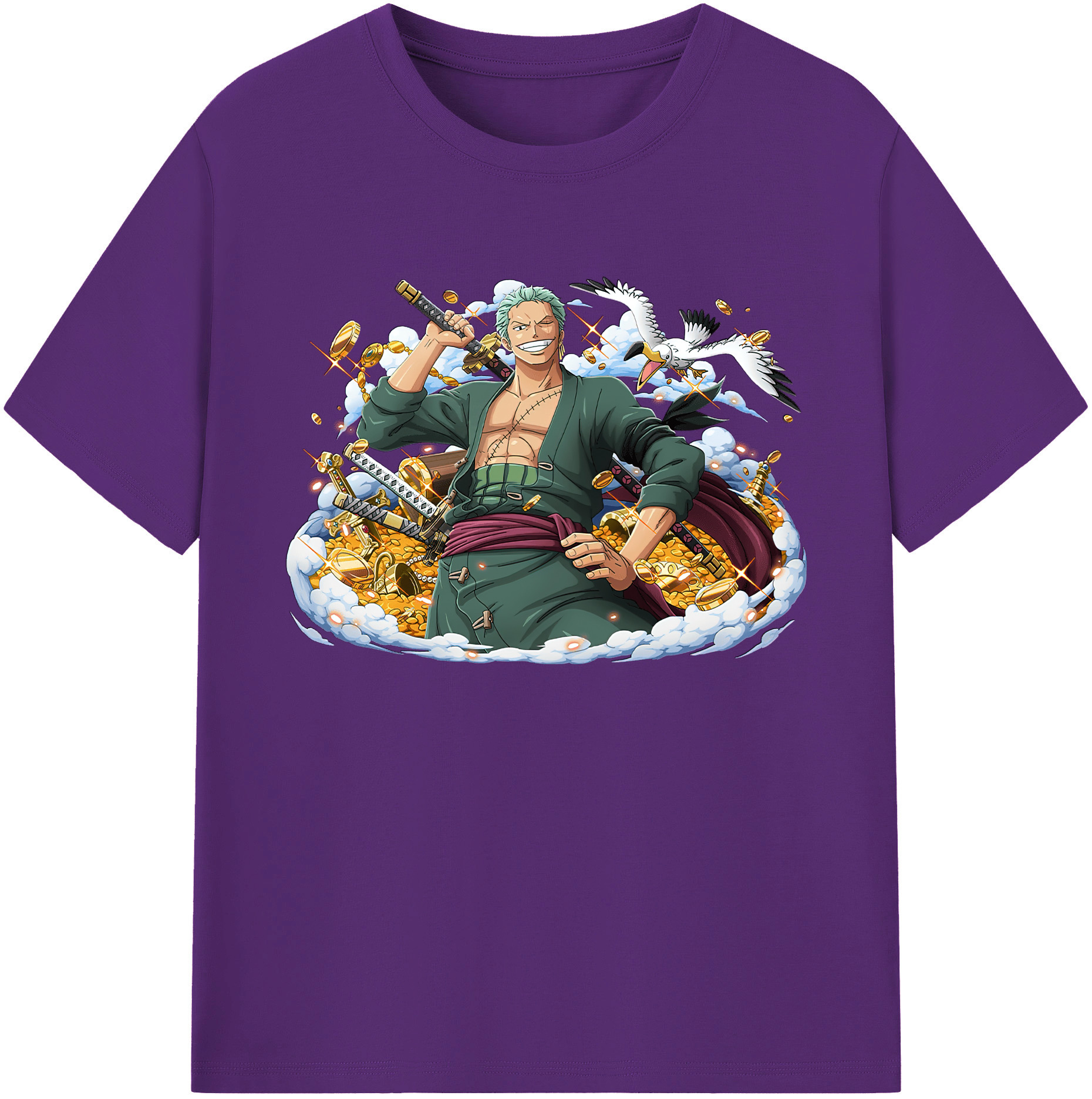 ワンピース ロロノア・ゾロ ONE PIECE Roronoa Zoro 綿100％ メンズ半袖Tシャツ｜肌触りやわらか＆通気性