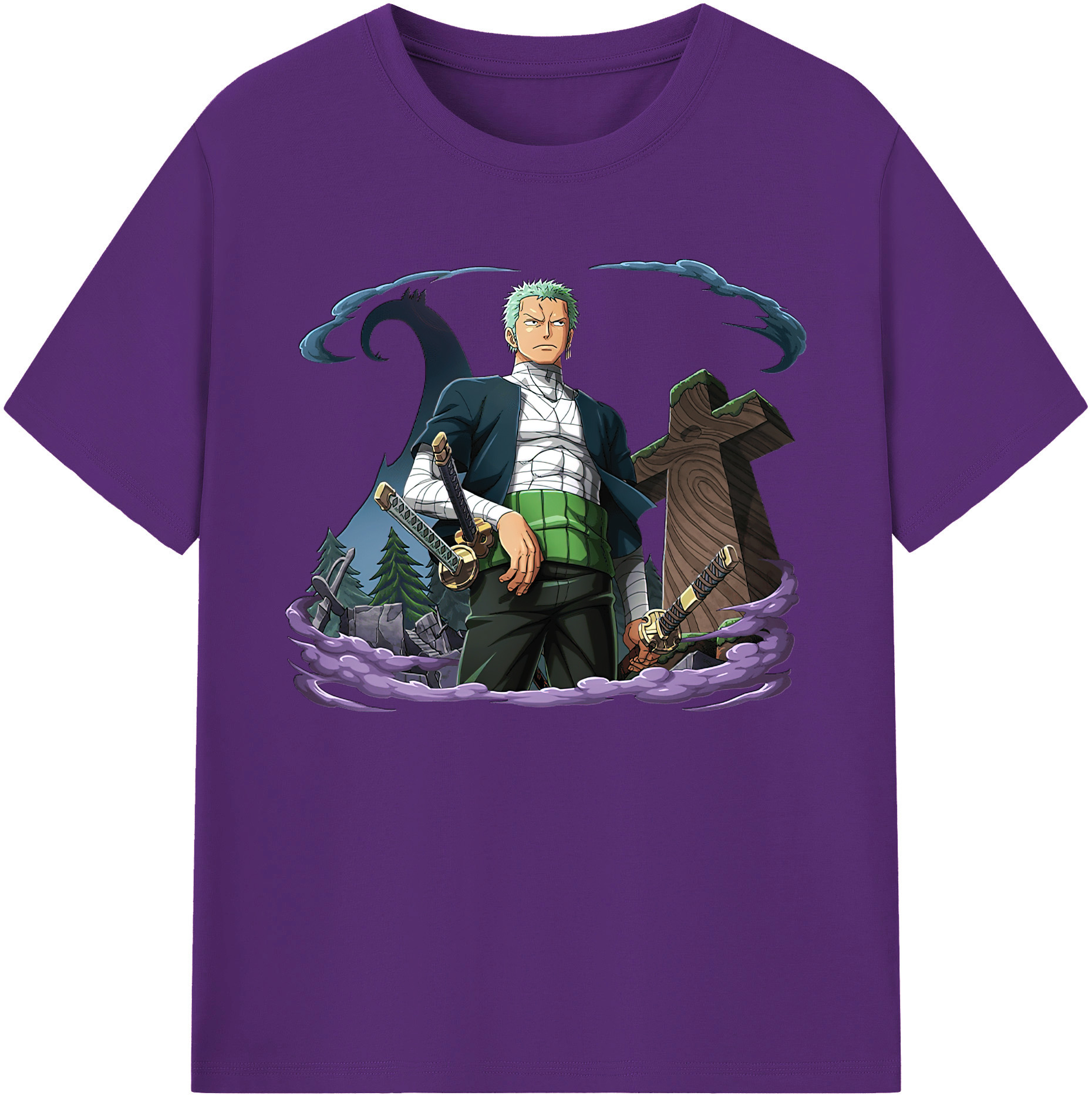 ワンピース ロロノア・ゾロ ONE PIECE Roronoa Zoro 綿100％ メンズ半袖Tシャツ｜肌触りやわらか＆通気性