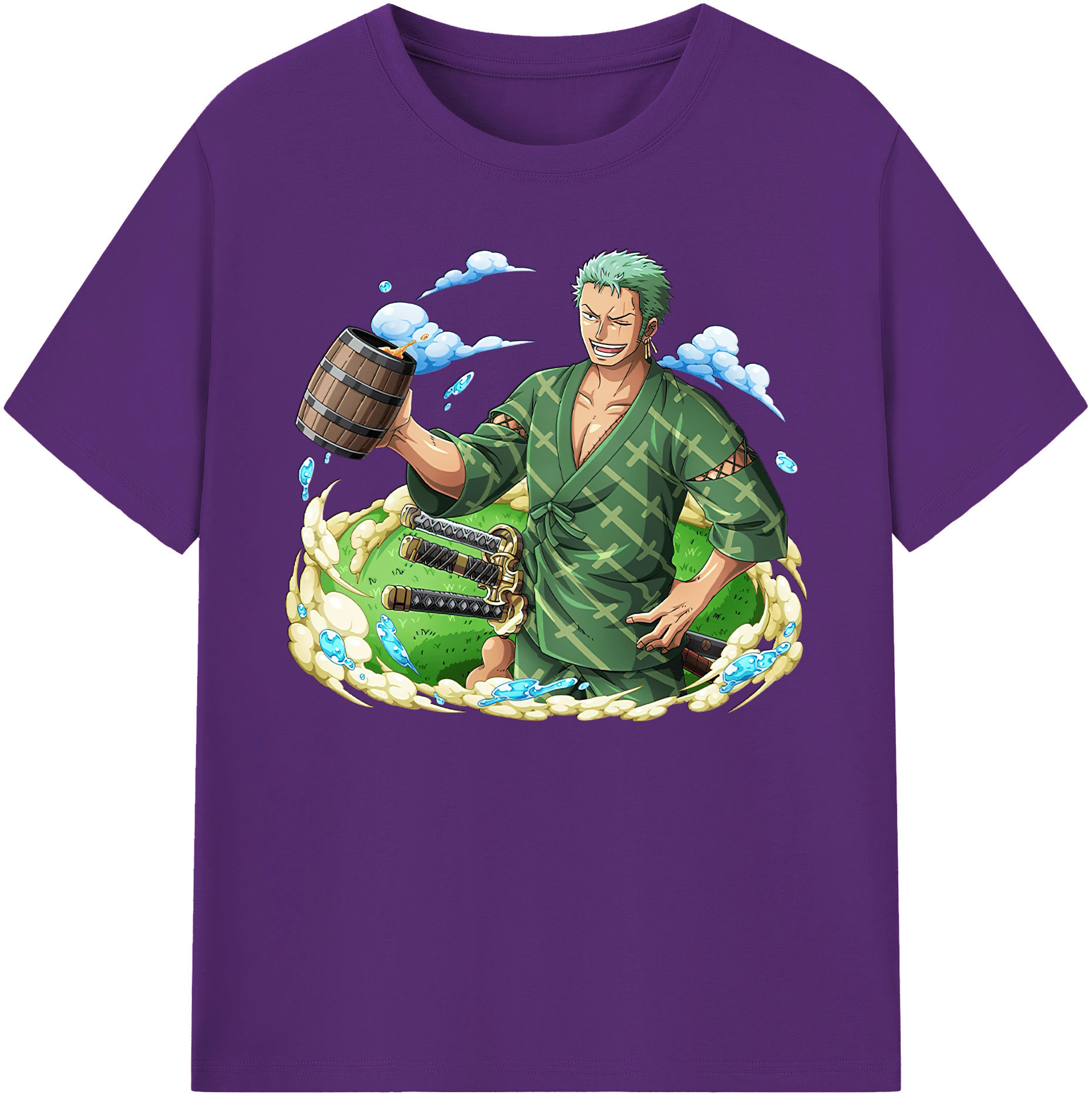 ワンピース ロロノア・ゾロ ONE PIECE Roronoa Zoro 綿100％ メンズ半袖Tシャツ｜肌触りやわらか＆通気性