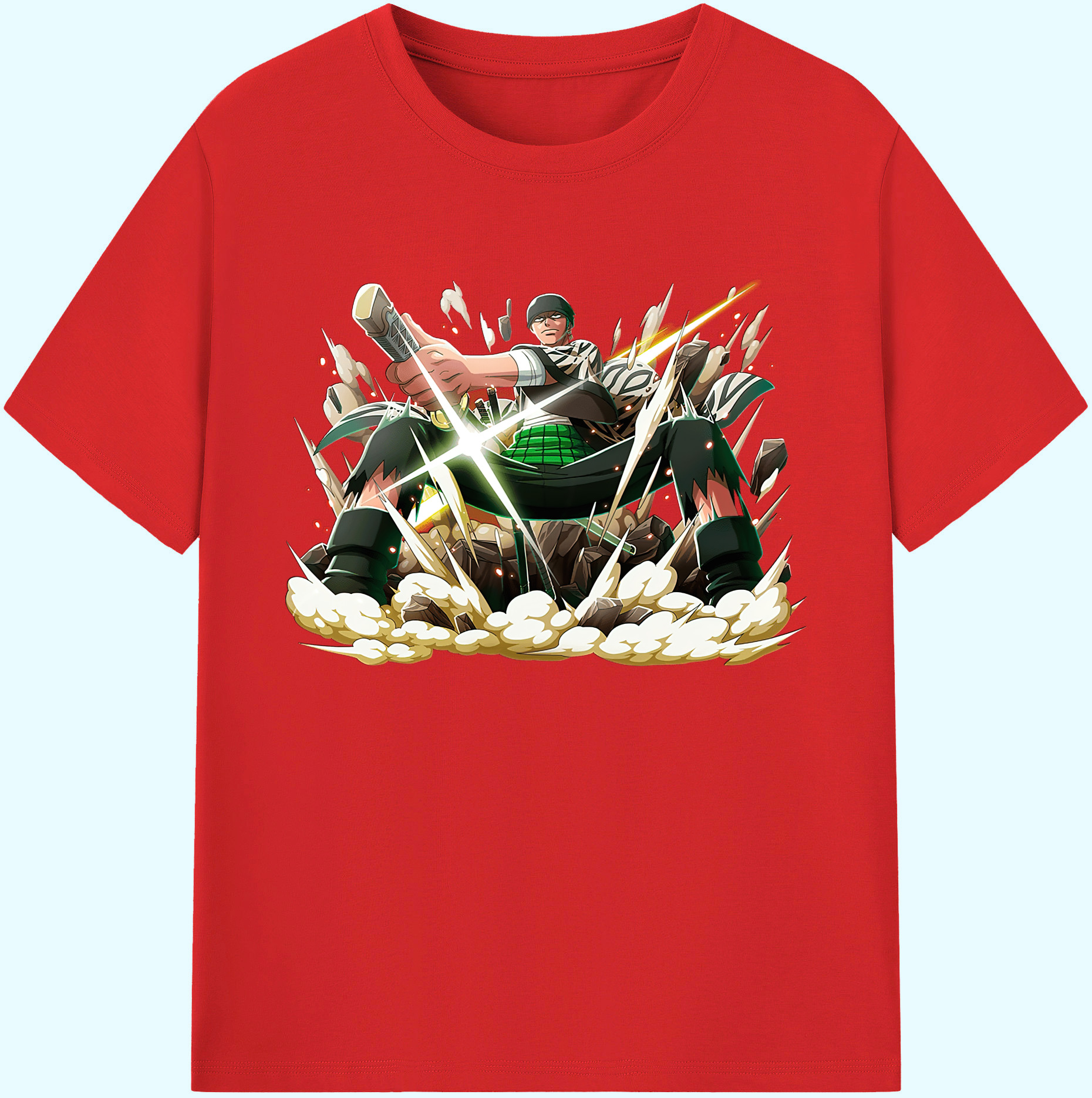 ワンピース ロロノア・ゾロ ONE PIECE Roronoa Zoro 綿100％ メンズ半袖Tシャツ｜肌触りやわらか＆通気性