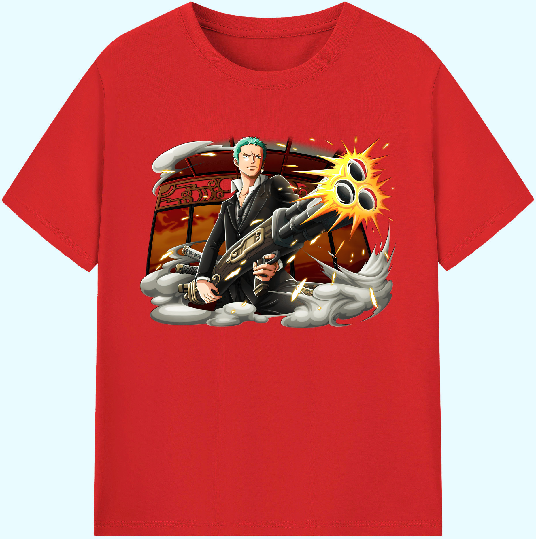 ワンピース ロロノア・ゾロ ONE PIECE Roronoa Zoro 綿100％ メンズ半袖Tシャツ｜肌触りやわらか＆通気性
