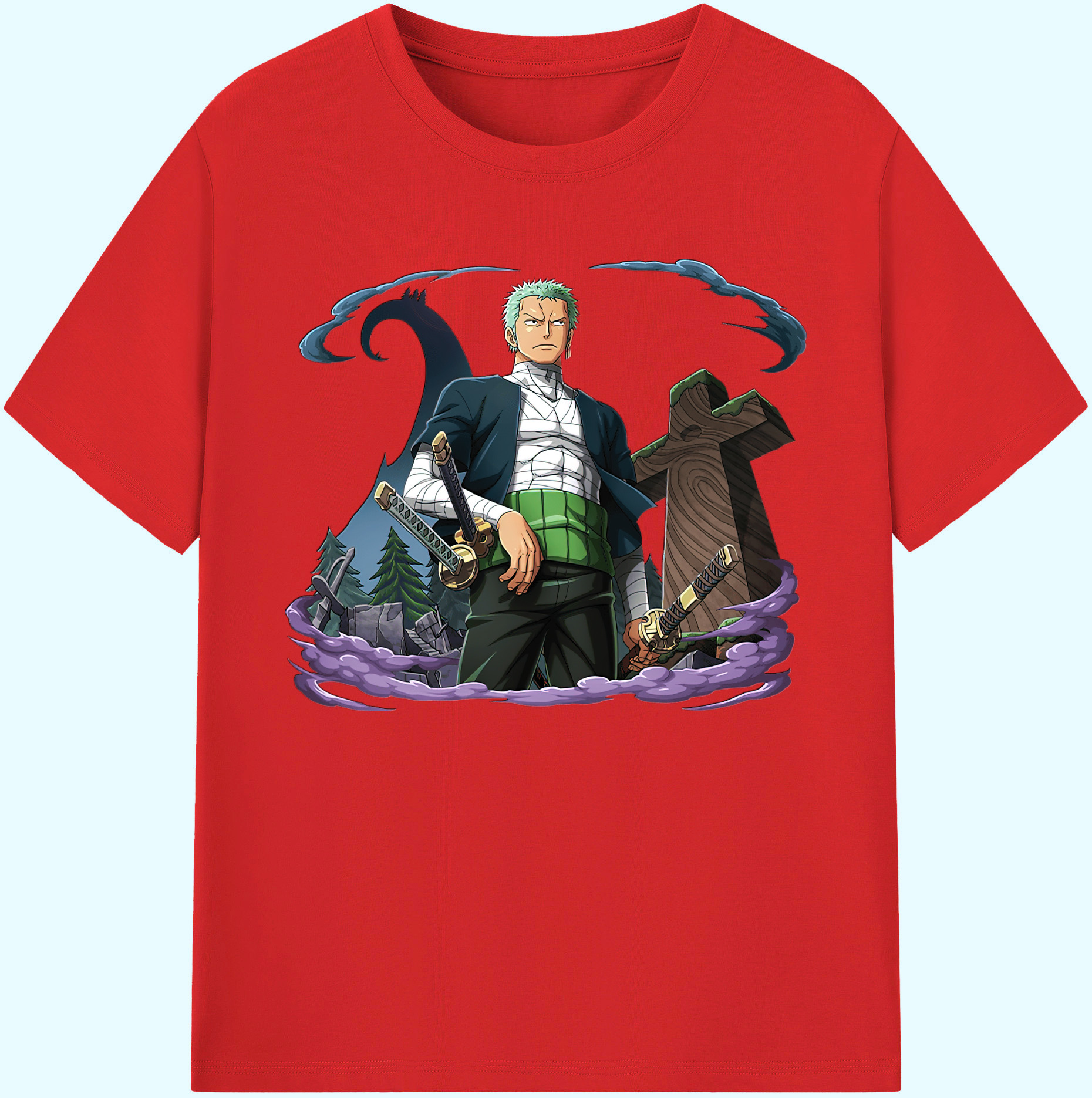 ワンピース ロロノア・ゾロ ONE PIECE Roronoa Zoro 綿100％ メンズ半袖Tシャツ｜肌触りやわらか＆通気性