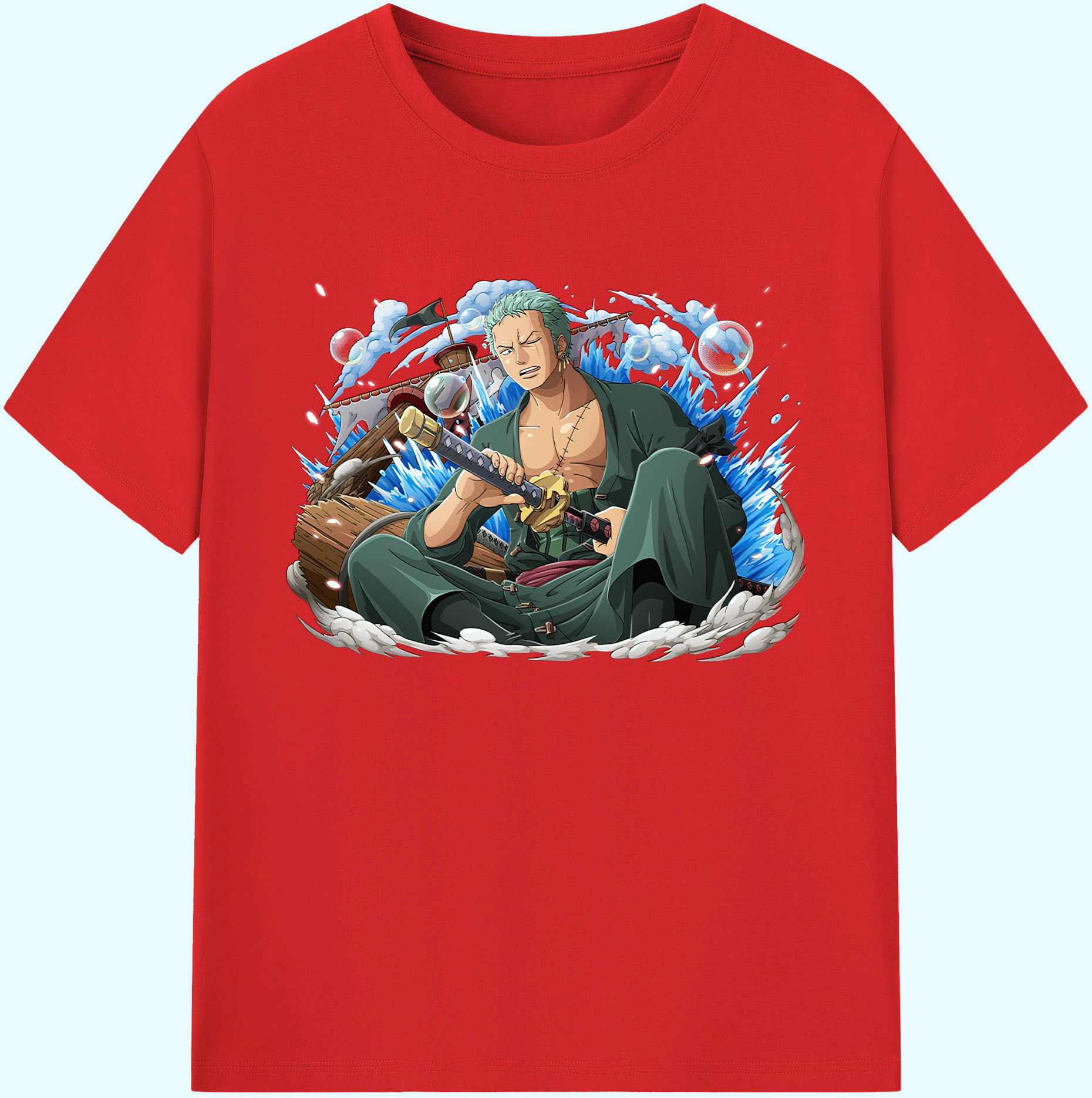 ワンピース ロロノア・ゾロ ONE PIECE Roronoa Zoro 綿100％ メンズ半袖Tシャツ｜肌触りやわらか＆通気性