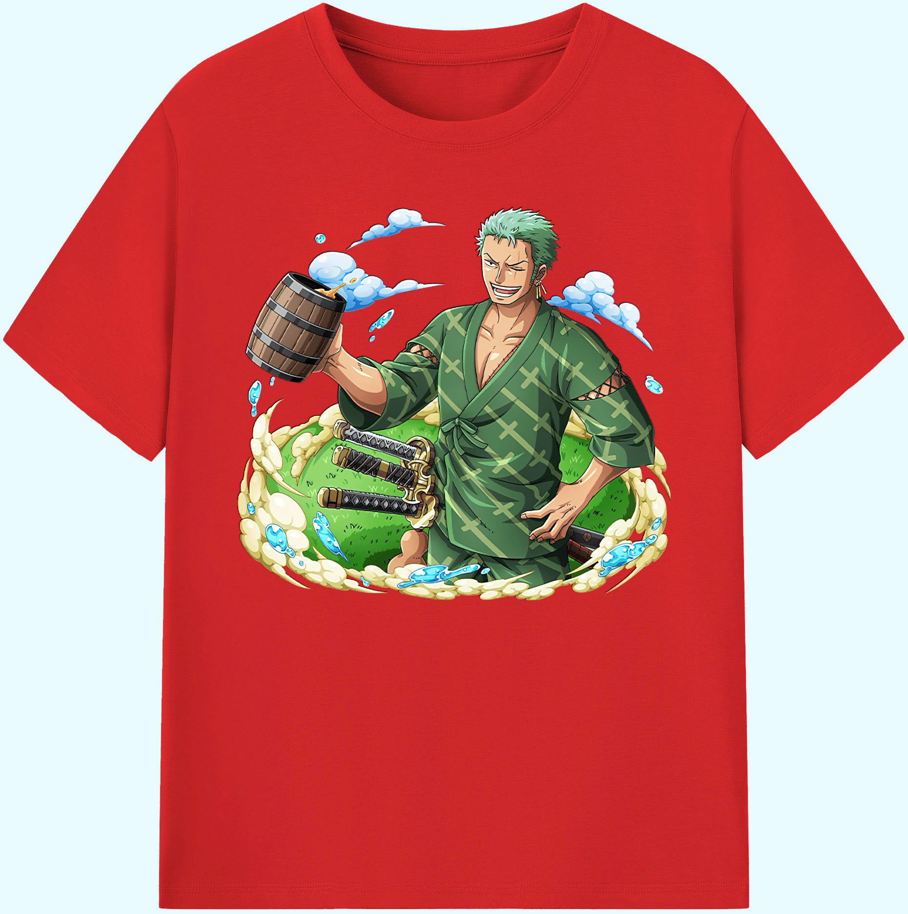 ワンピース ロロノア・ゾロ ONE PIECE Roronoa Zoro 綿100％ メンズ半袖Tシャツ｜肌触りやわらか＆通気性