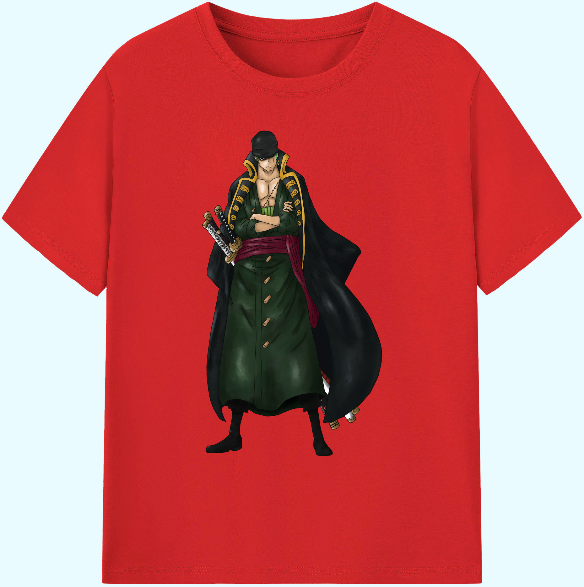 ワンピース ロロノア・ゾロ ONE PIECE Roronoa Zoro 綿100％ メンズ半袖Tシャツ｜肌触りやわらか＆通気性