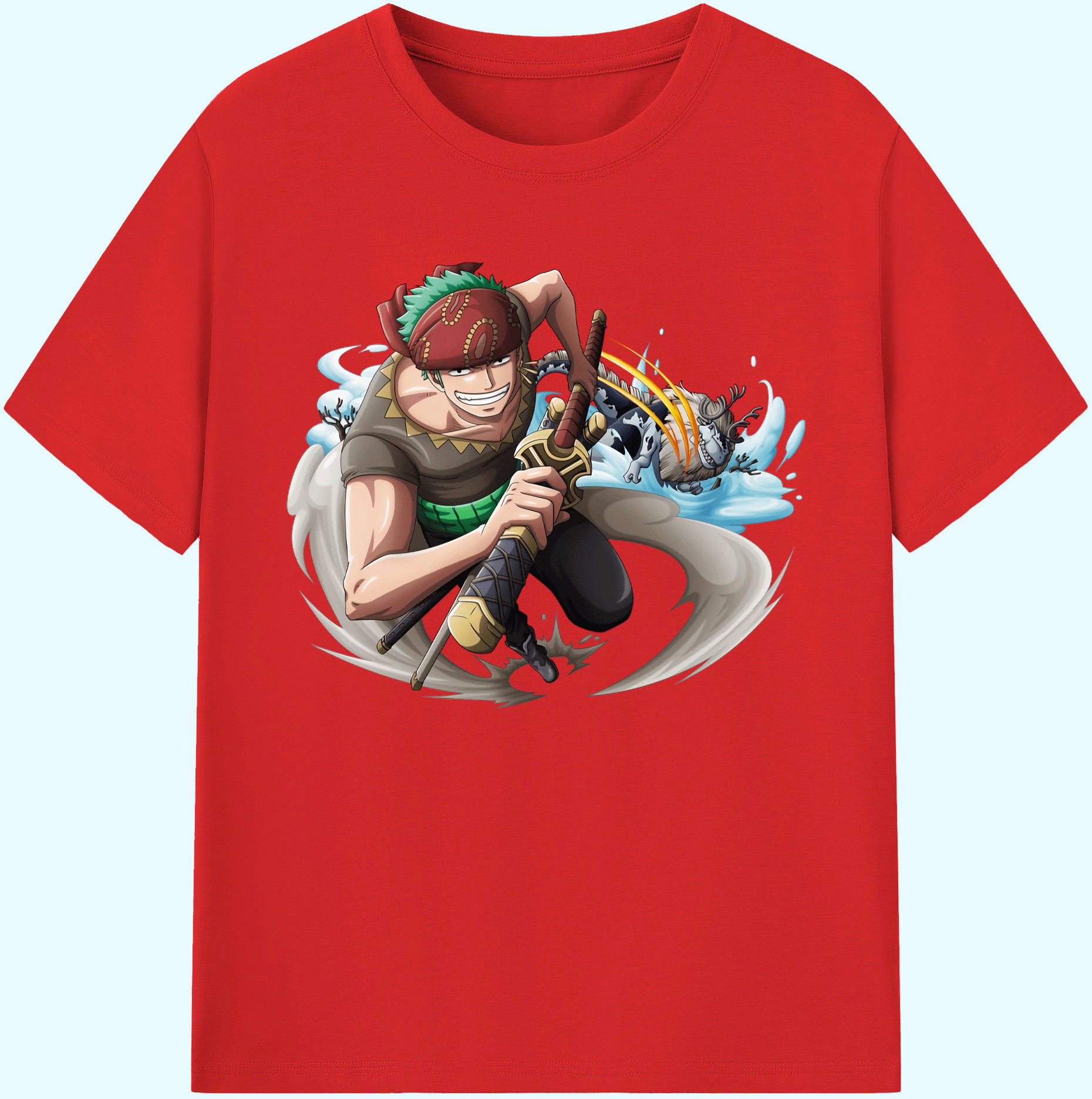 ワンピース ロロノア・ゾロ ONE PIECE Roronoa Zoro 綿100％ メンズ半袖Tシャツ｜肌触りやわらか＆通気性