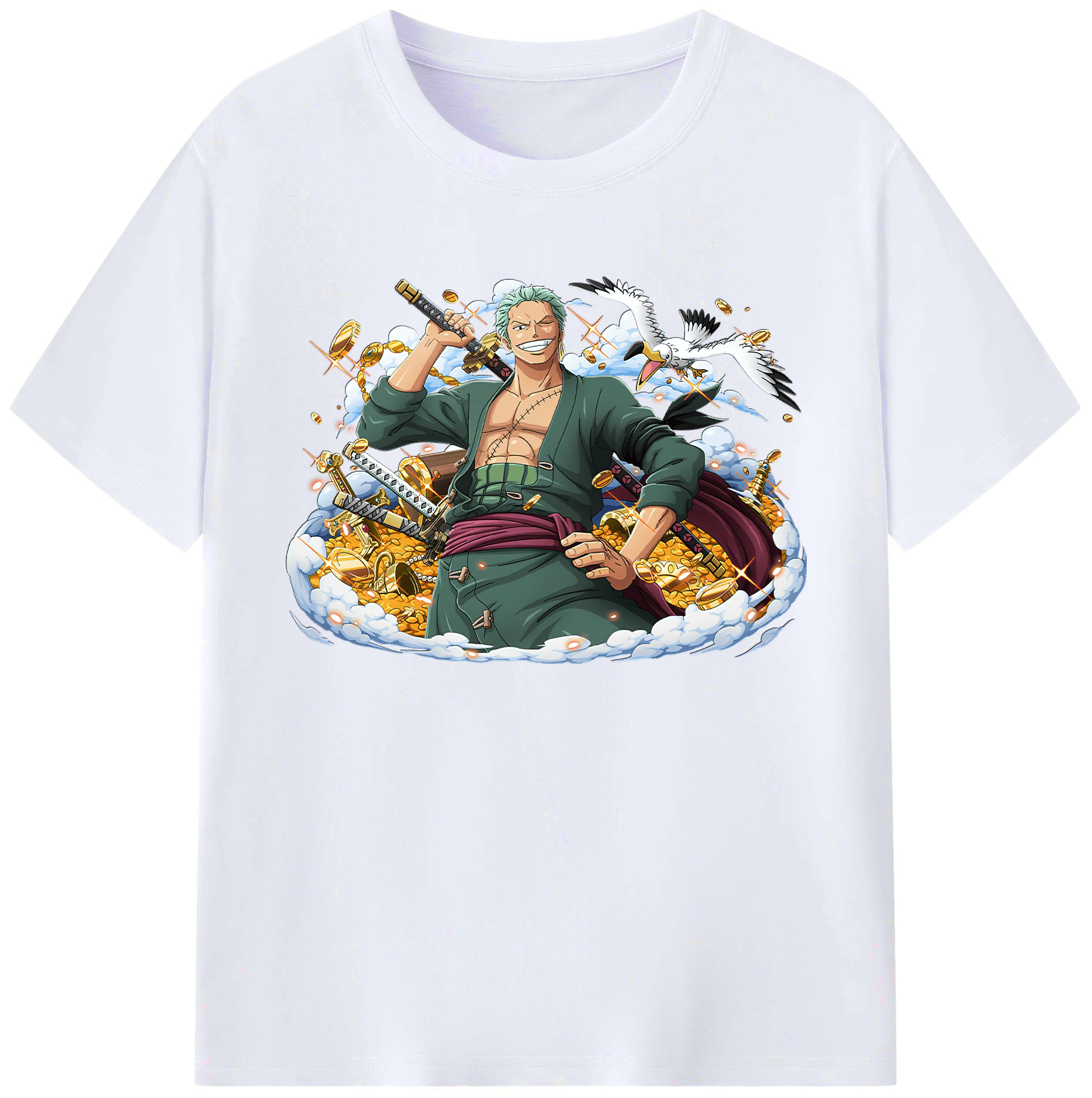 ワンピース ロロノア・ゾロ ONE PIECE Roronoa Zoro 綿100％ メンズ半袖Tシャツ｜肌触りやわらか＆通気性