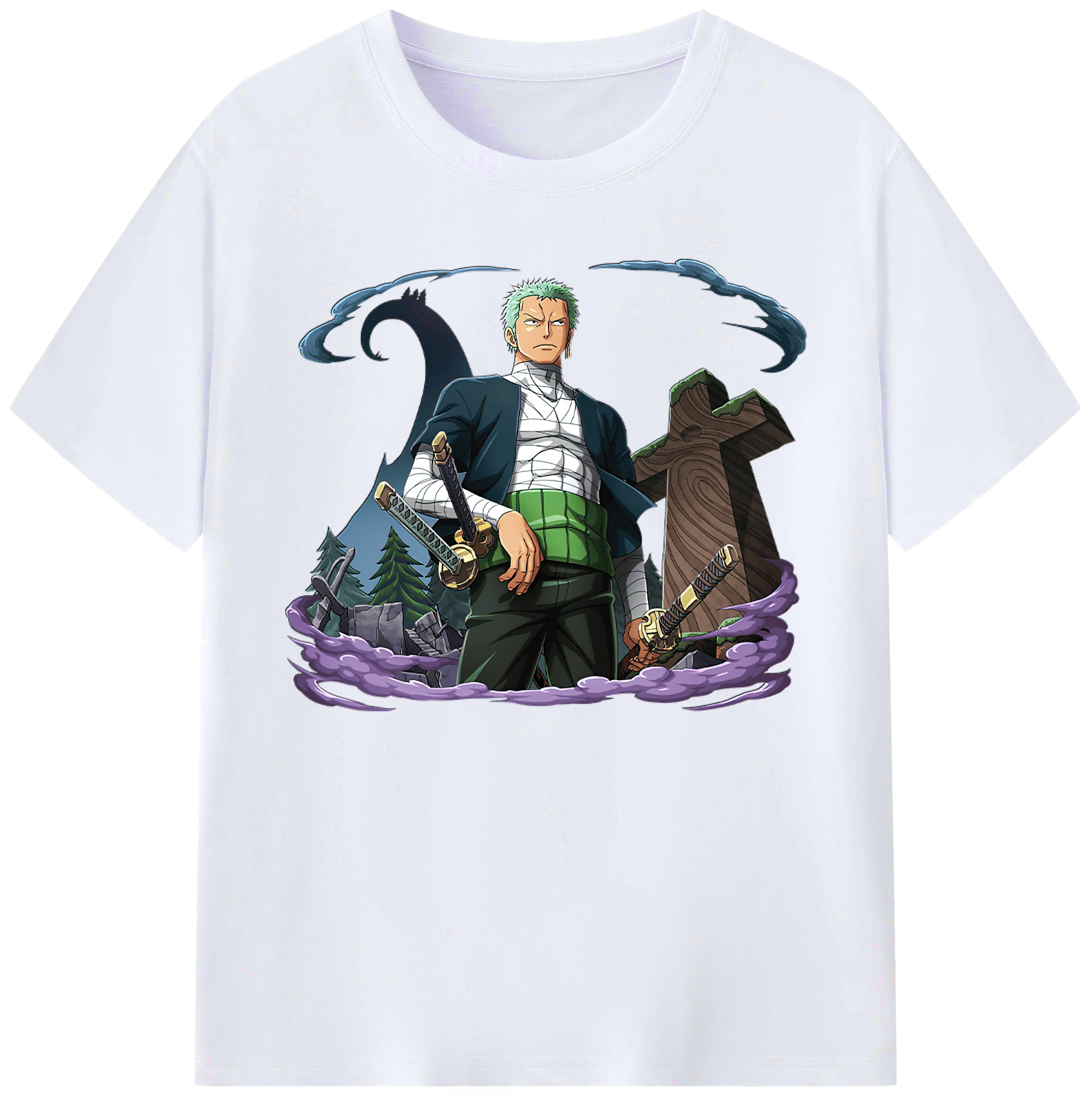ワンピース ロロノア・ゾロ ONE PIECE Roronoa Zoro 綿100％ メンズ半袖Tシャツ｜肌触りやわらか＆通気性