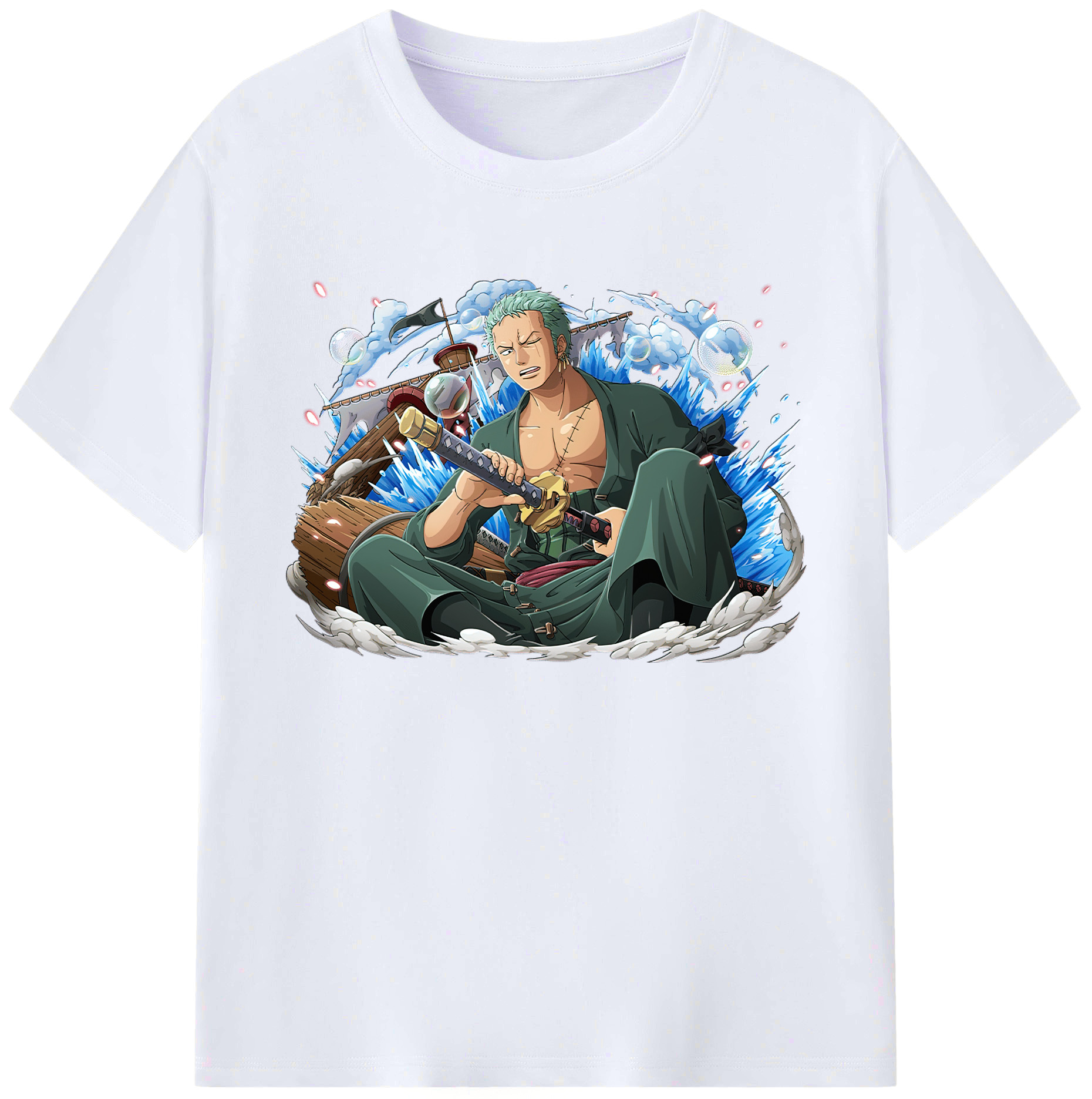 ワンピース ロロノア・ゾロ ONE PIECE Roronoa Zoro 綿100％ メンズ半袖Tシャツ｜肌触りやわらか＆通気性